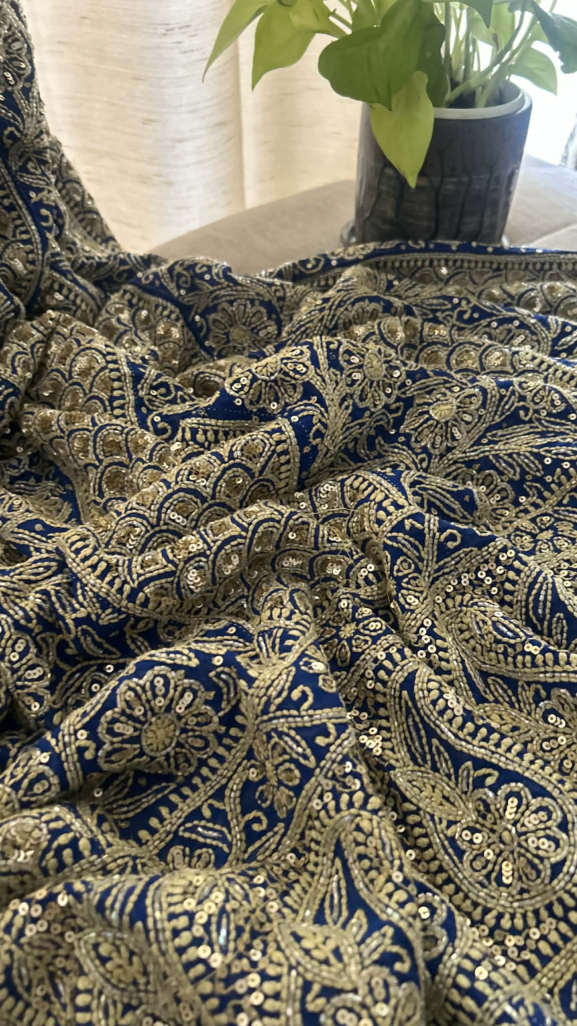 Masterpiece Royal Blue  Cut Dana & Sequins Work Chikankari Anarkali Suit