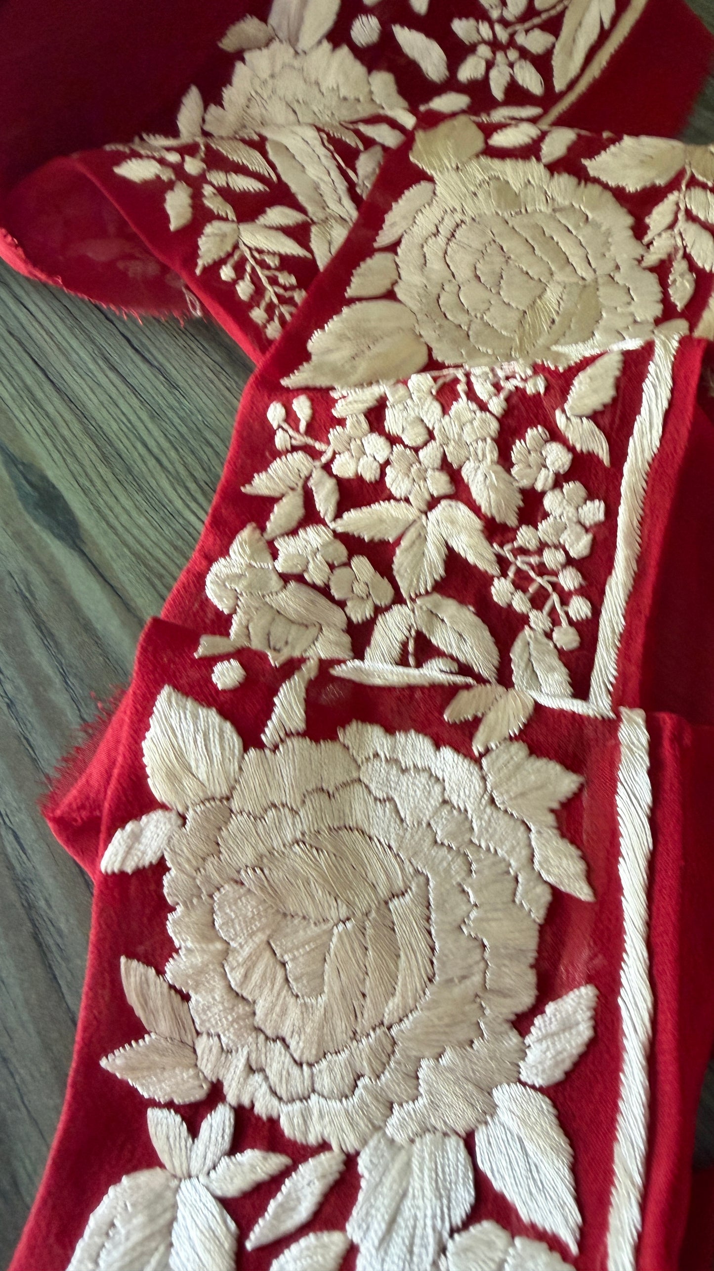 Maroon Ivory Parsi Gara Border for Sarees & Suits