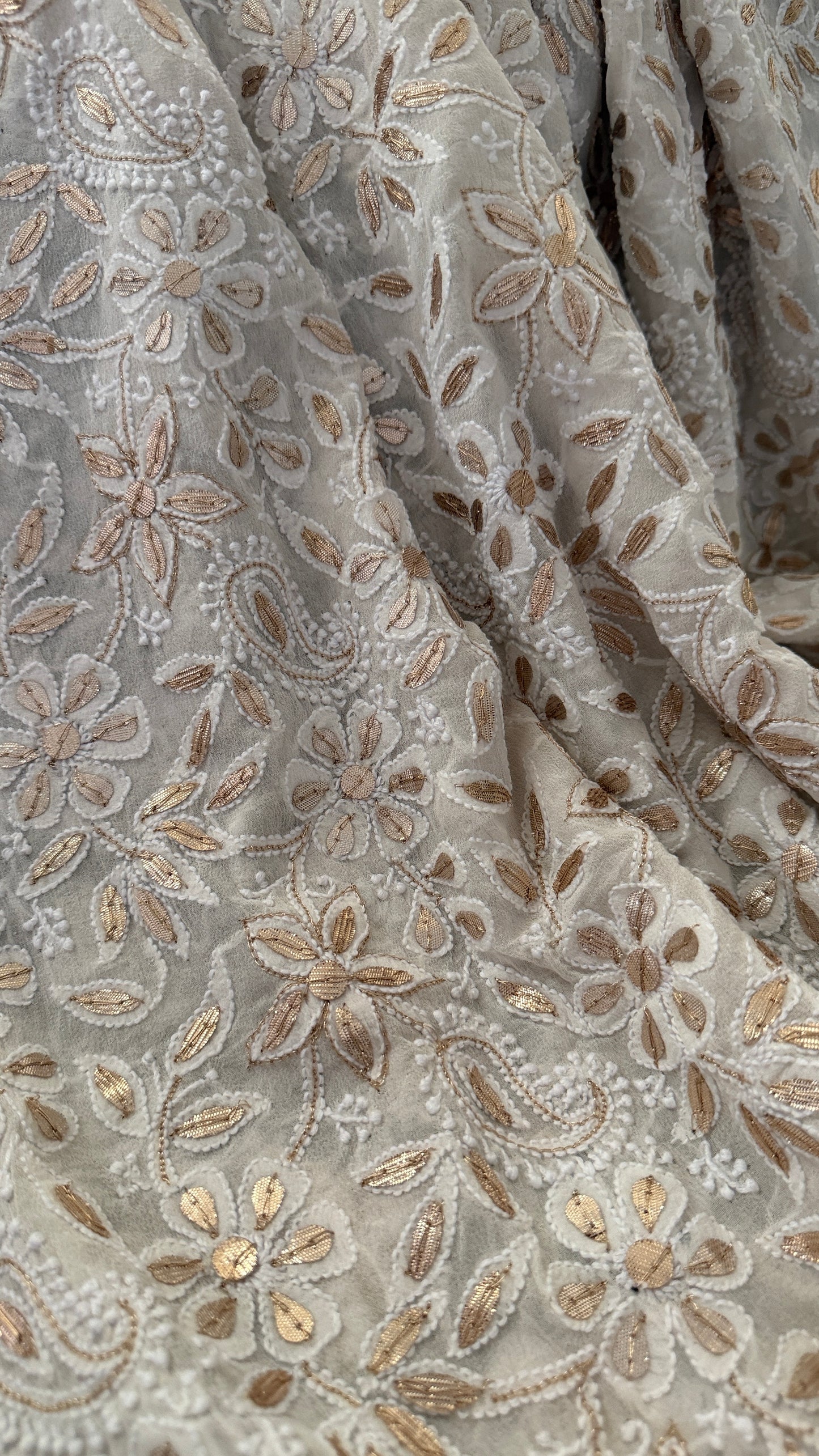 Ivory White Gota Patti Chikankari Dupatta