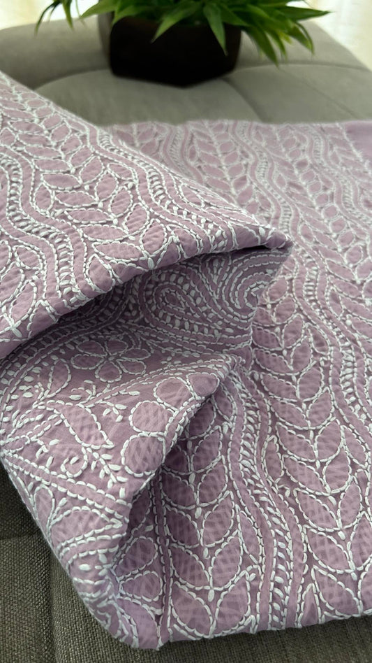 Dusty Purple Cotton Chikankari Kurti Fabric (Kurti Fabric)