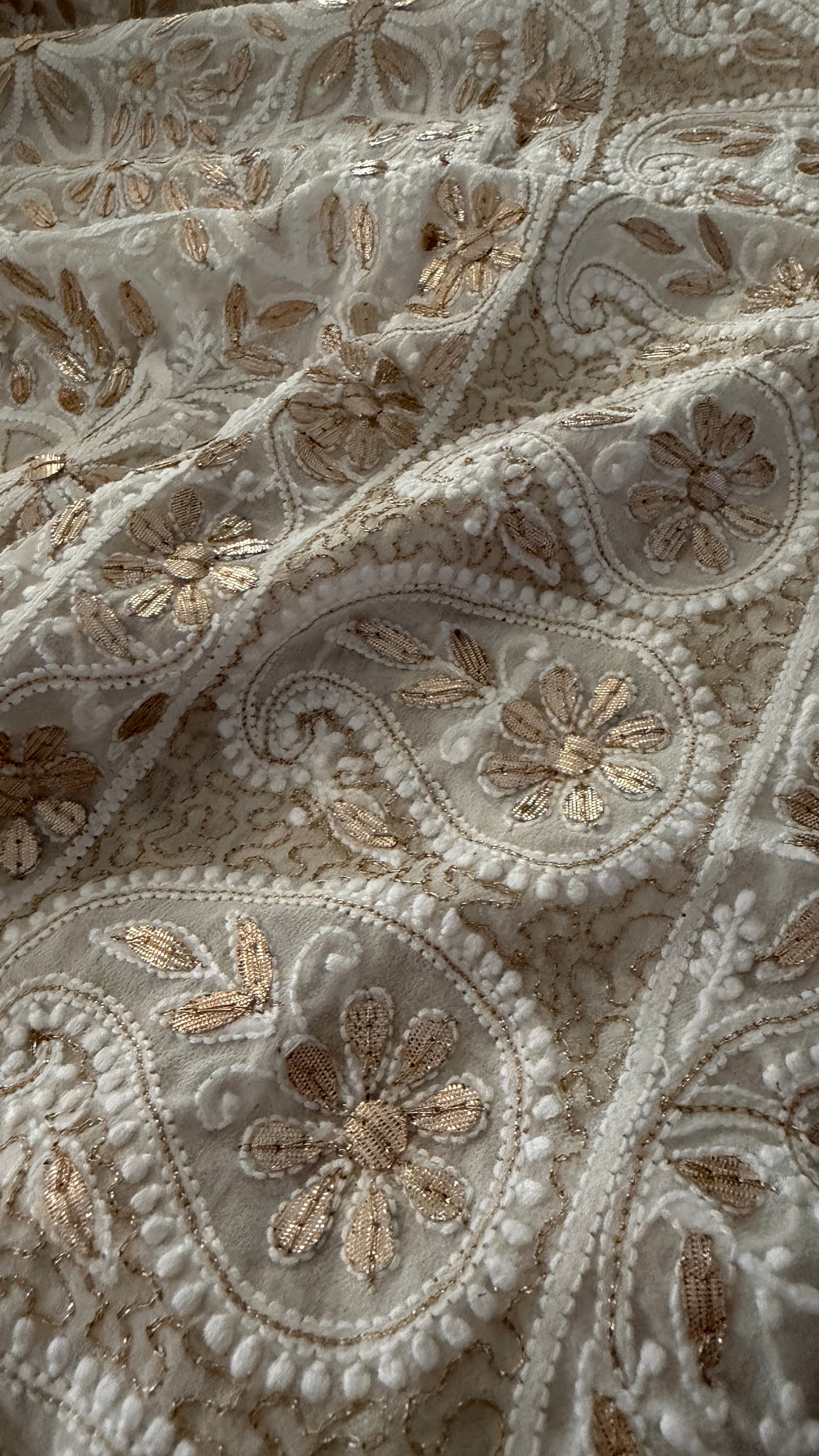 Ivory White Gota Patti Chikankari Dupatta