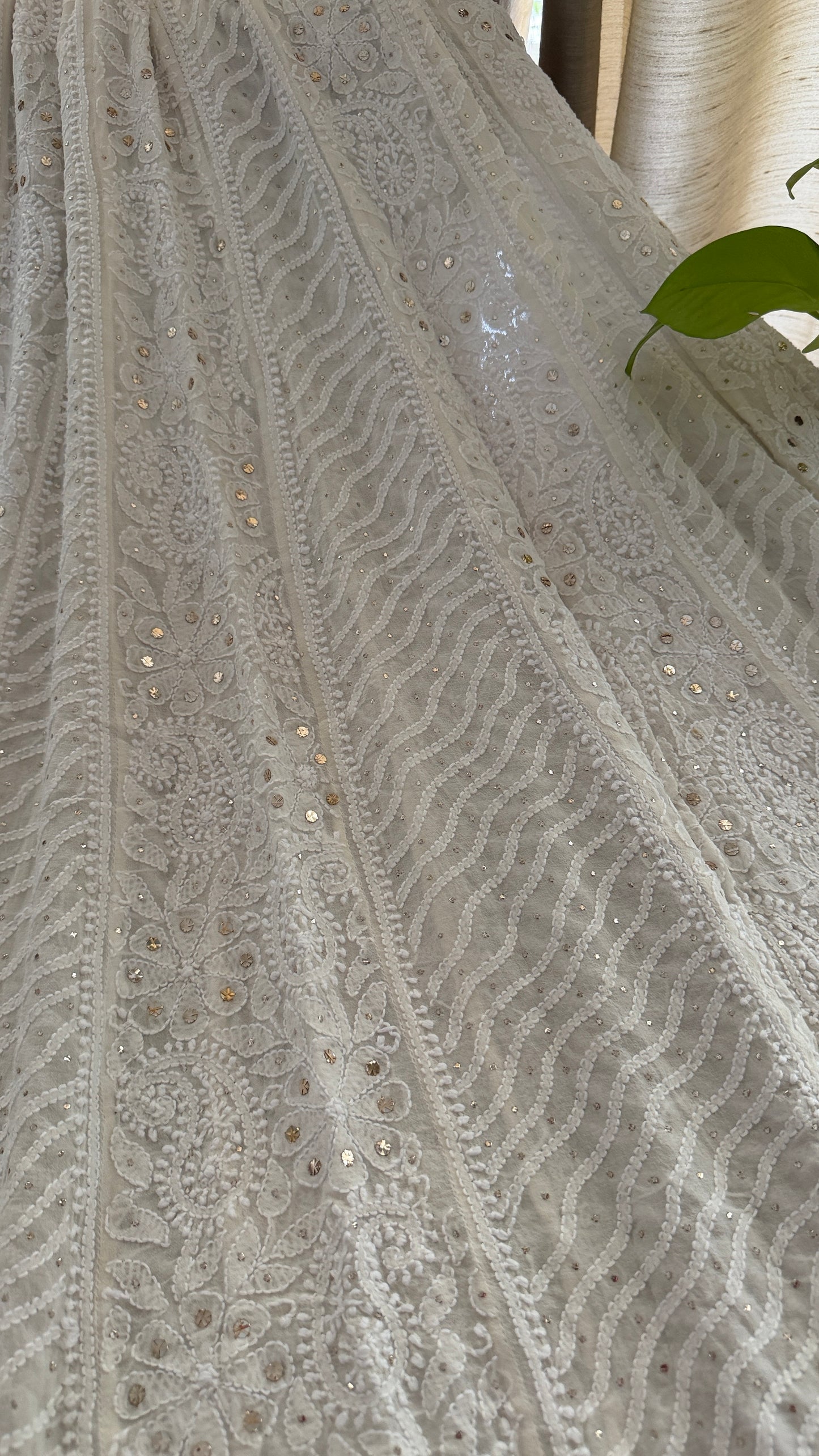 Ivory Kamdani Lucknowi Chikankari Anarkali Suit