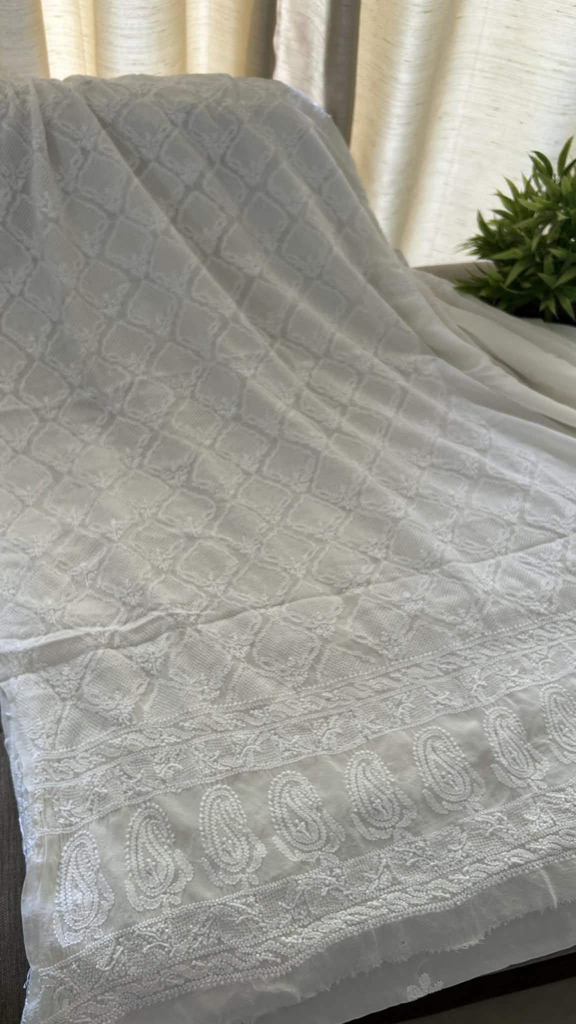 Ivory White Hand Jaali Lucknowi Chikankari Suit