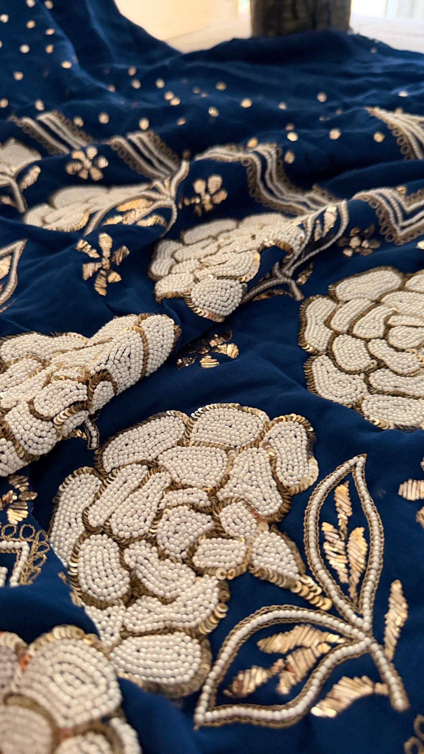 Masterpiece Royal Blue Pearl Kamdani Suit - Festive Collection