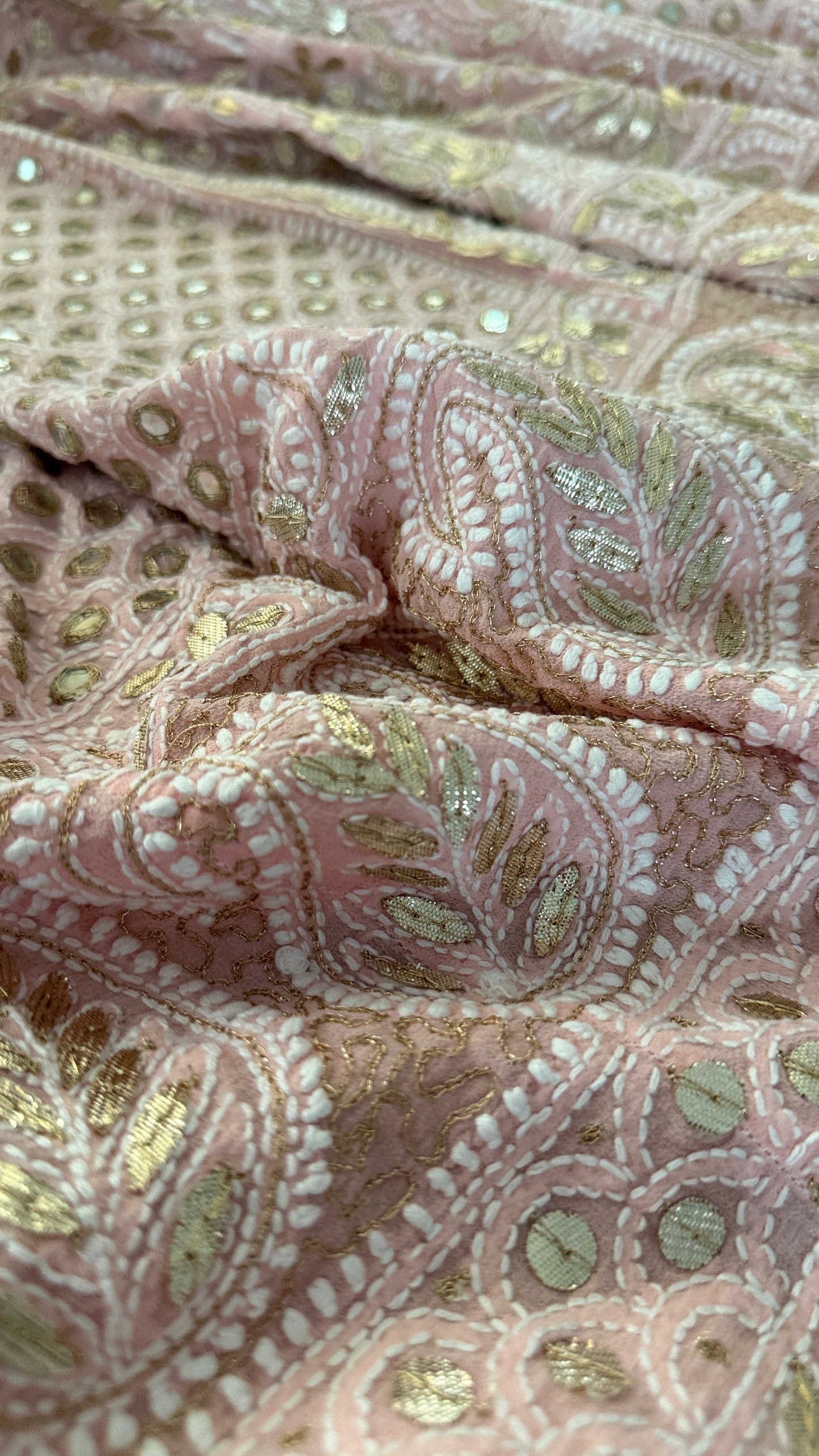 Pastel Pink Mirror & Gota Patti Chikankari Lehenga Set