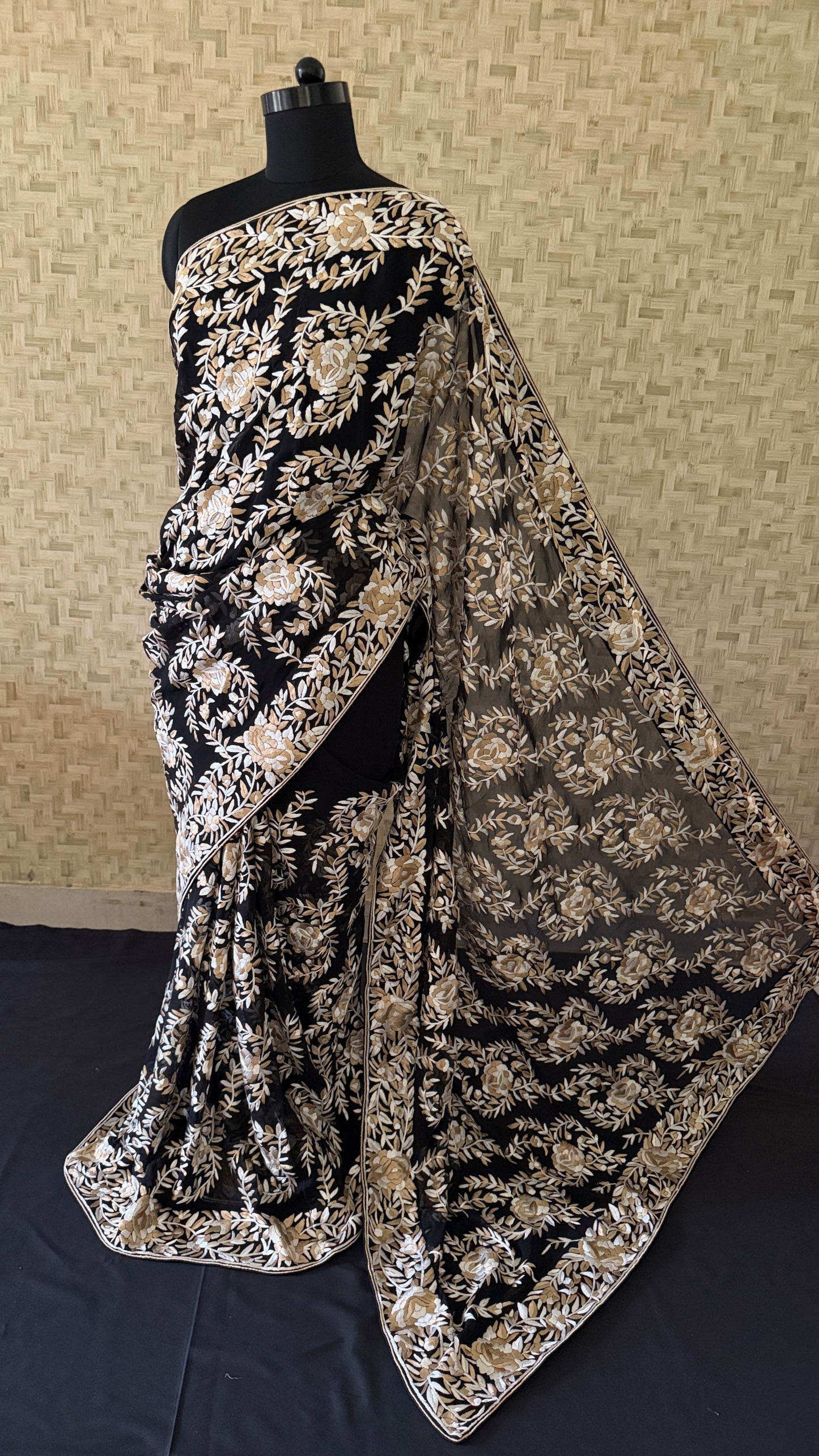 Heirloom Pure Georgette Parsi Gara Saree