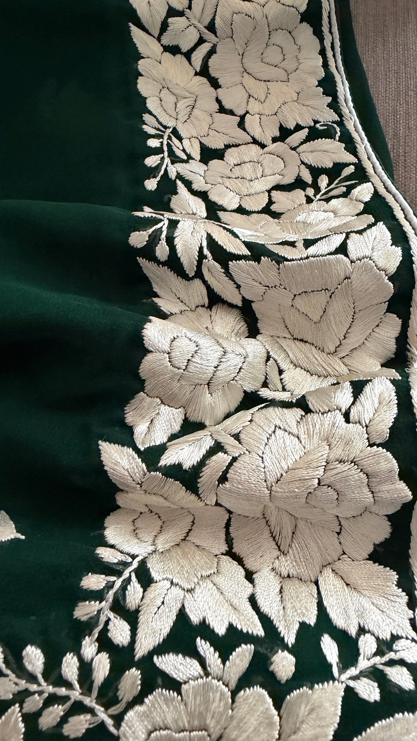 Elegant Emerald Green Parsi Gara Dupatta