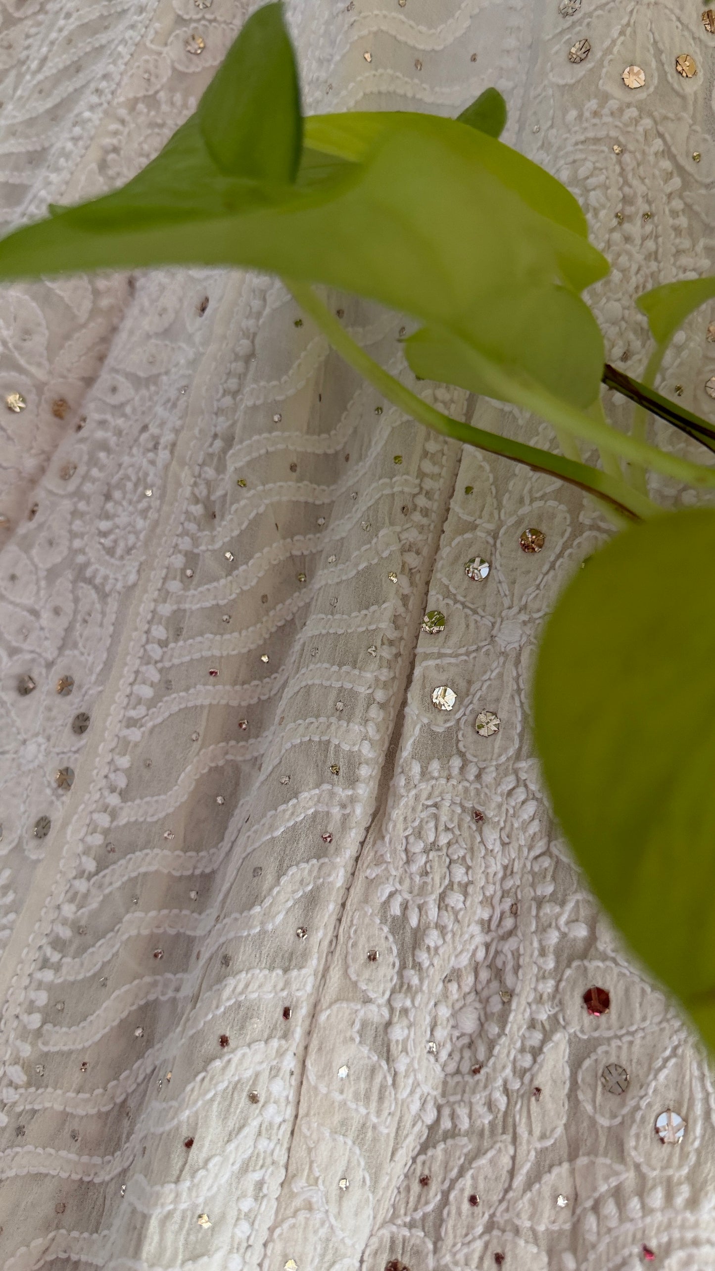 Ivory Kamdani Lucknowi Chikankari Anarkali Suit