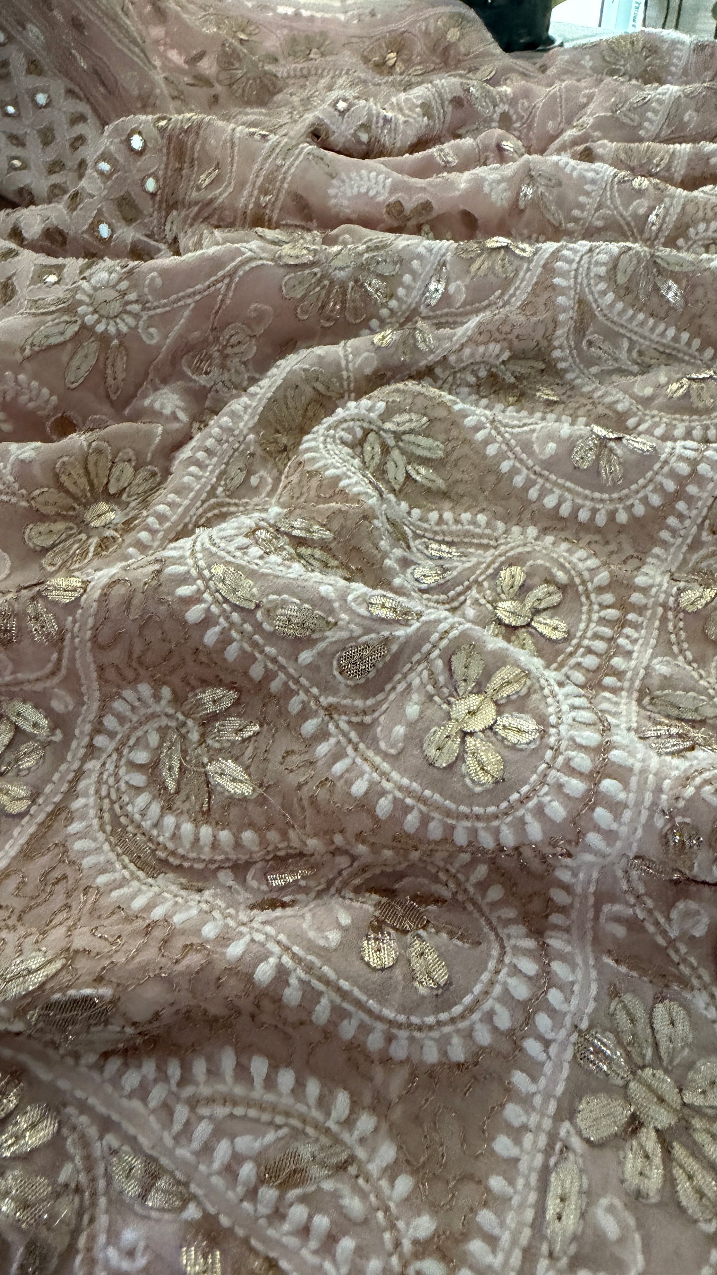 Pastel Pink Mirror & Gota Patti Chikankari Dupatta