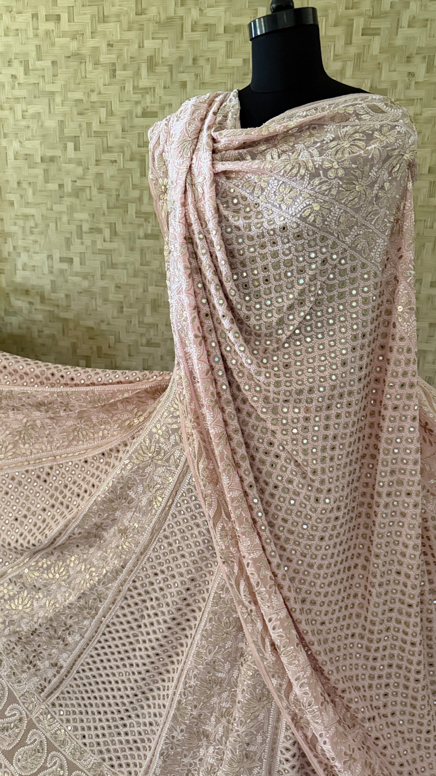 Pastel Pink Mirror & Gota Patti Chikankari Lehenga Set