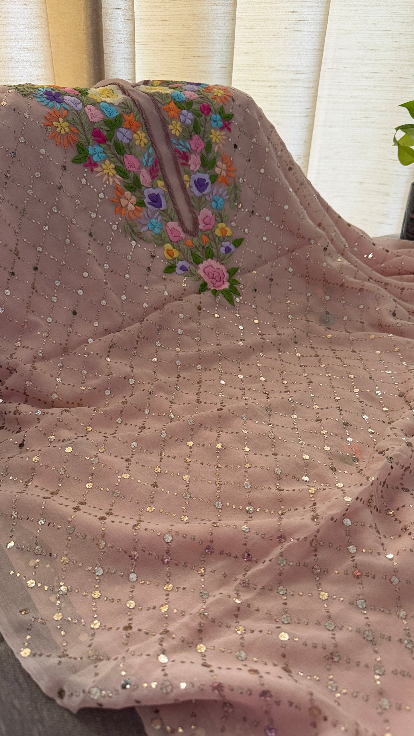 Pink Multicolour Neckline Kamdani Suit