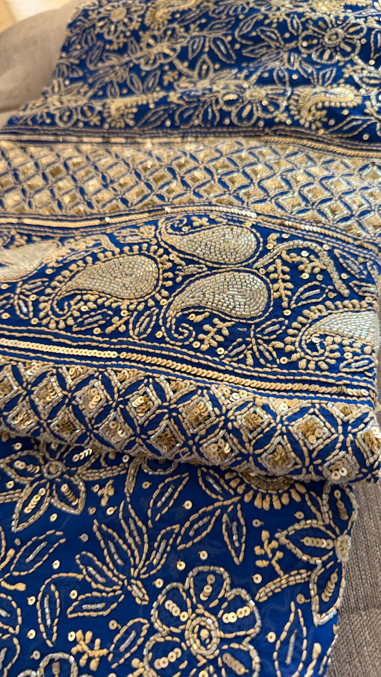 Masterpiece Royal Blue Gold Chikankari Suit for Women
