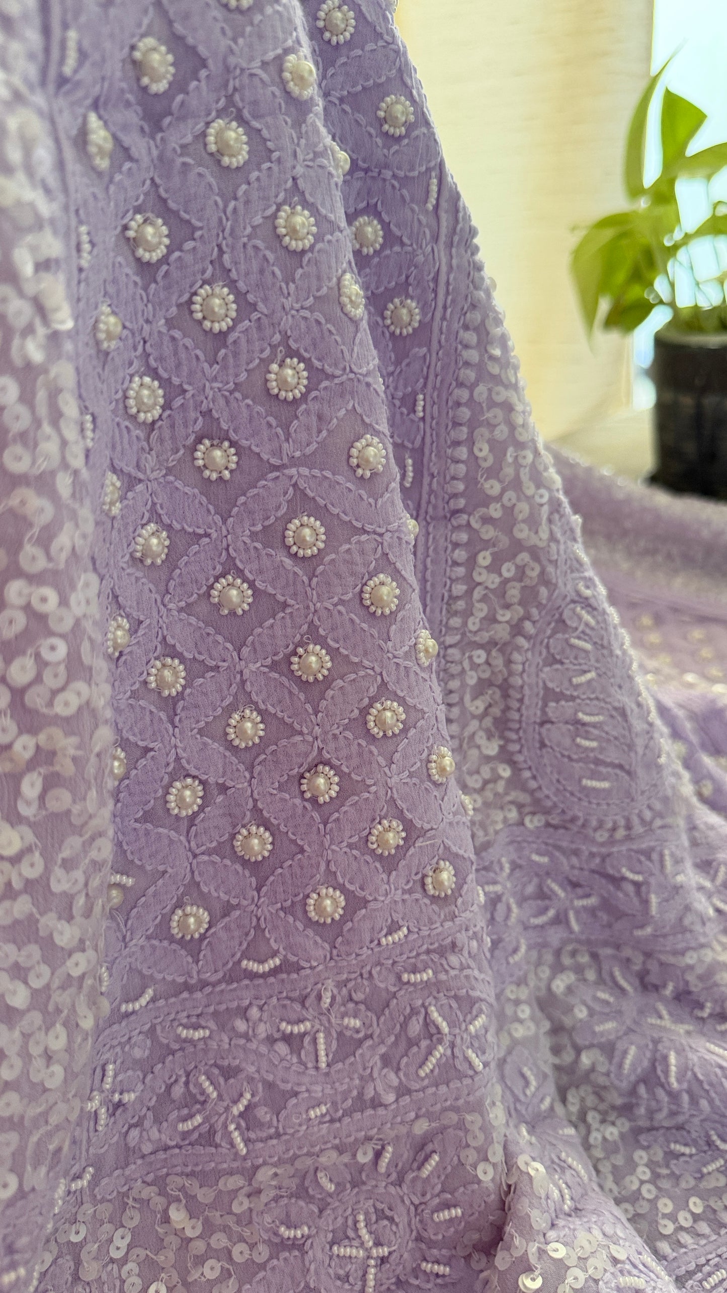 Lavender Pearl Chikankari Anarkali (Anarkali & Dupatta)