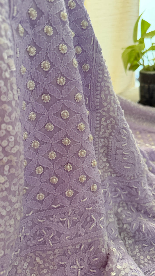 Lavender Pearl Chikankari Anarkali (Anarkali & Dupatta)