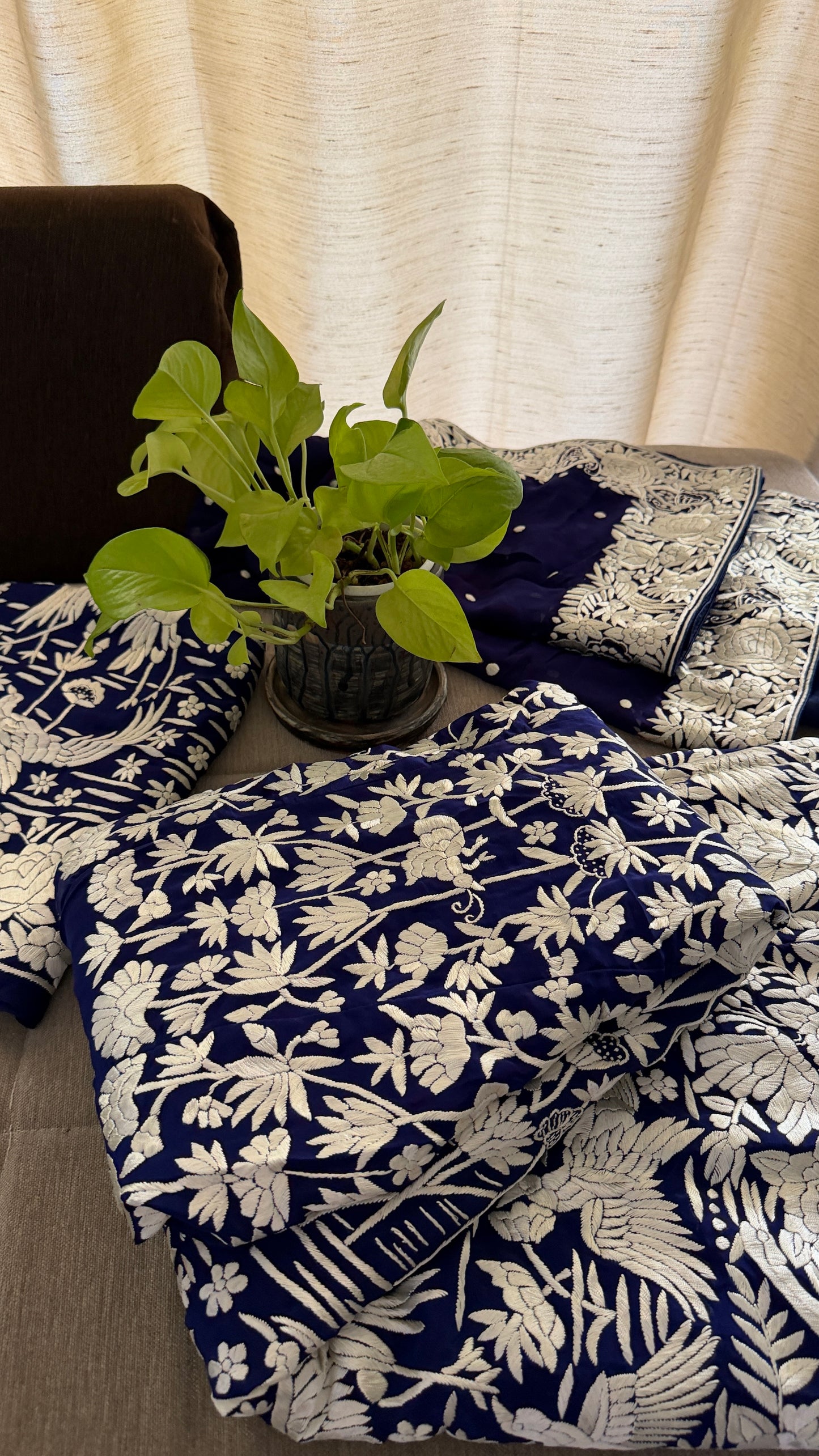 Masterpiece Navy Ivory Parsi Gara Lehenga Set