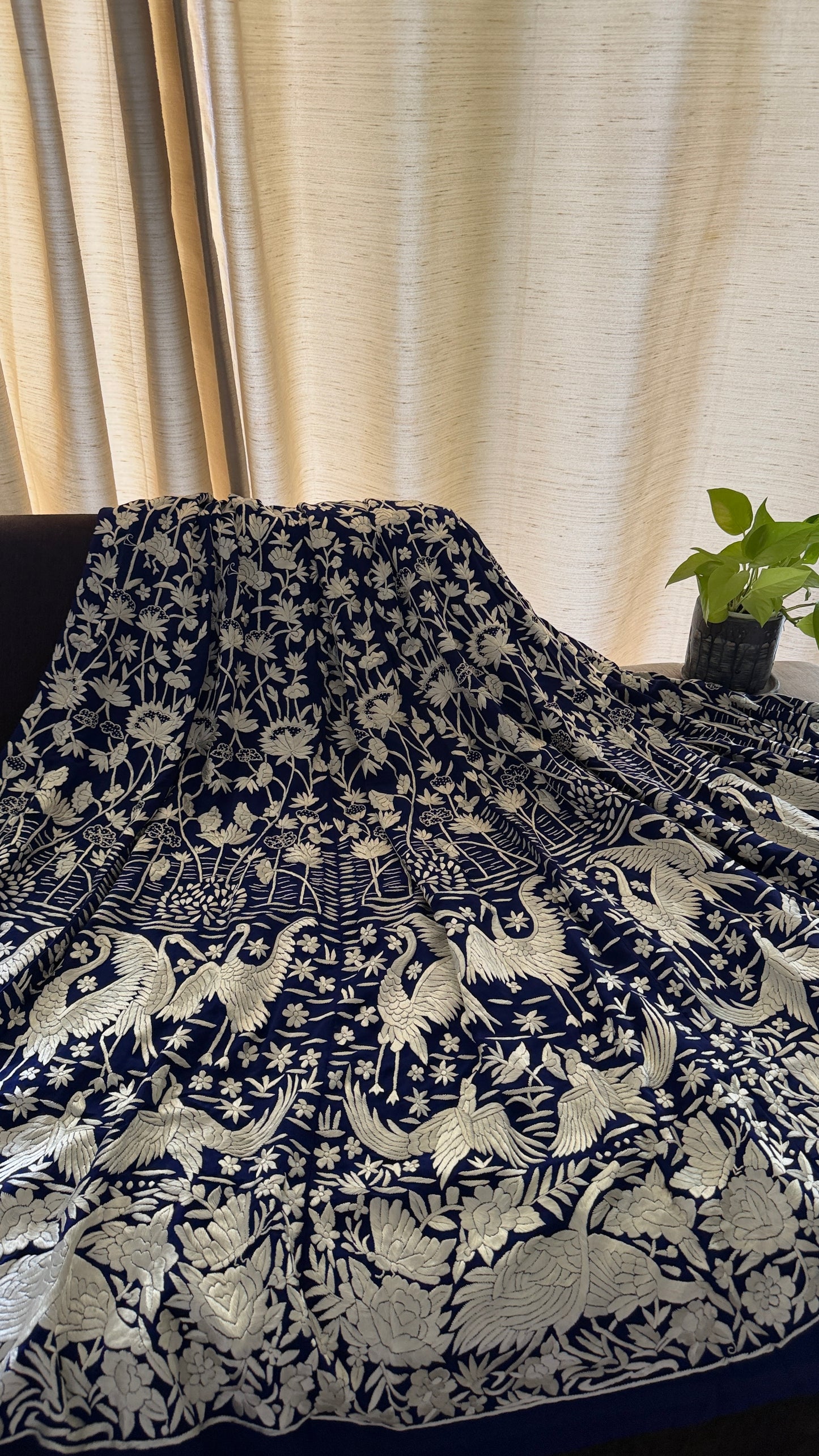 Masterpiece Navy Ivory Parsi Gara Lehenga Set