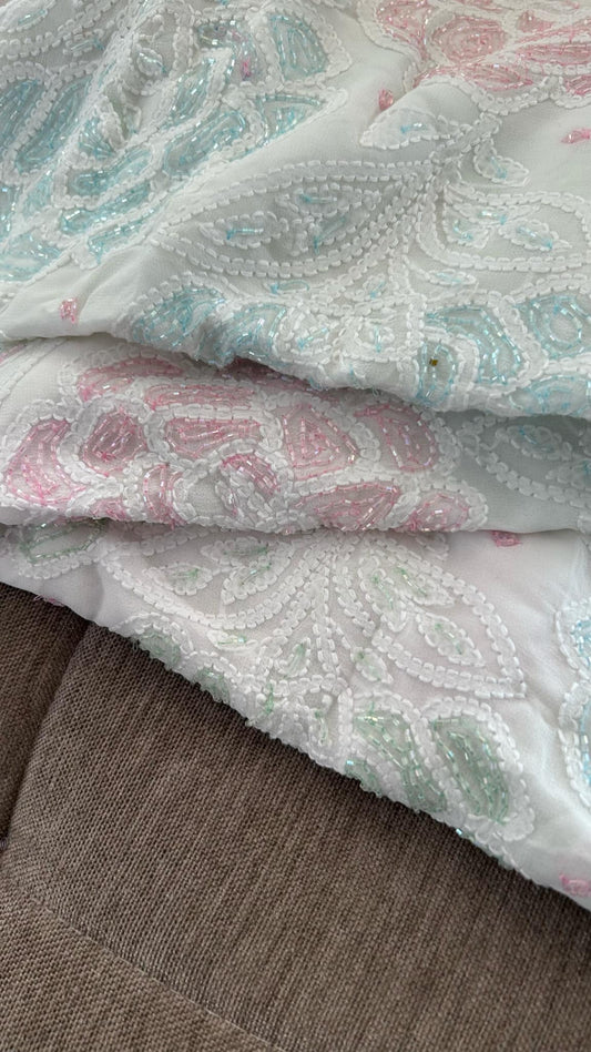 Designer Cut Dana Chikankari Kurta Dupatta Set
