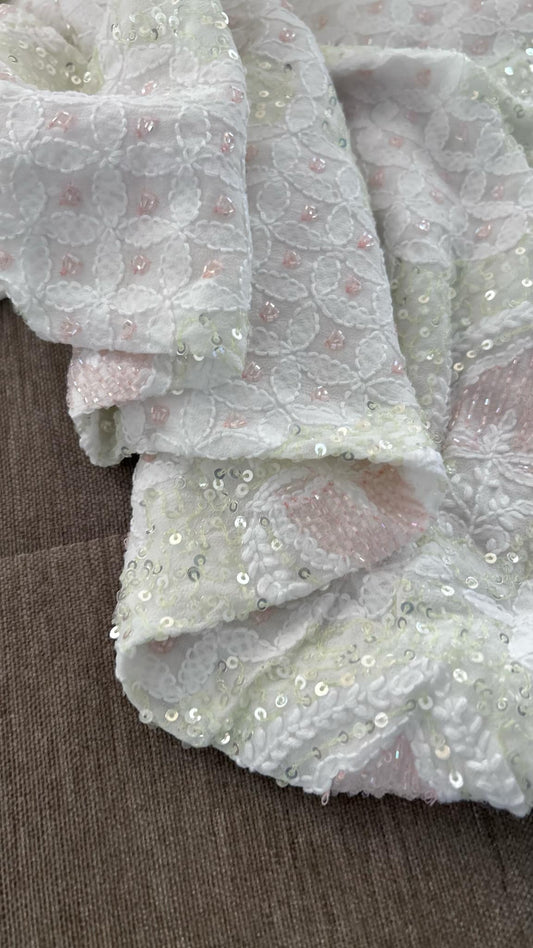 Designer Cut Dana Chikankari Kurta Dupatta Set