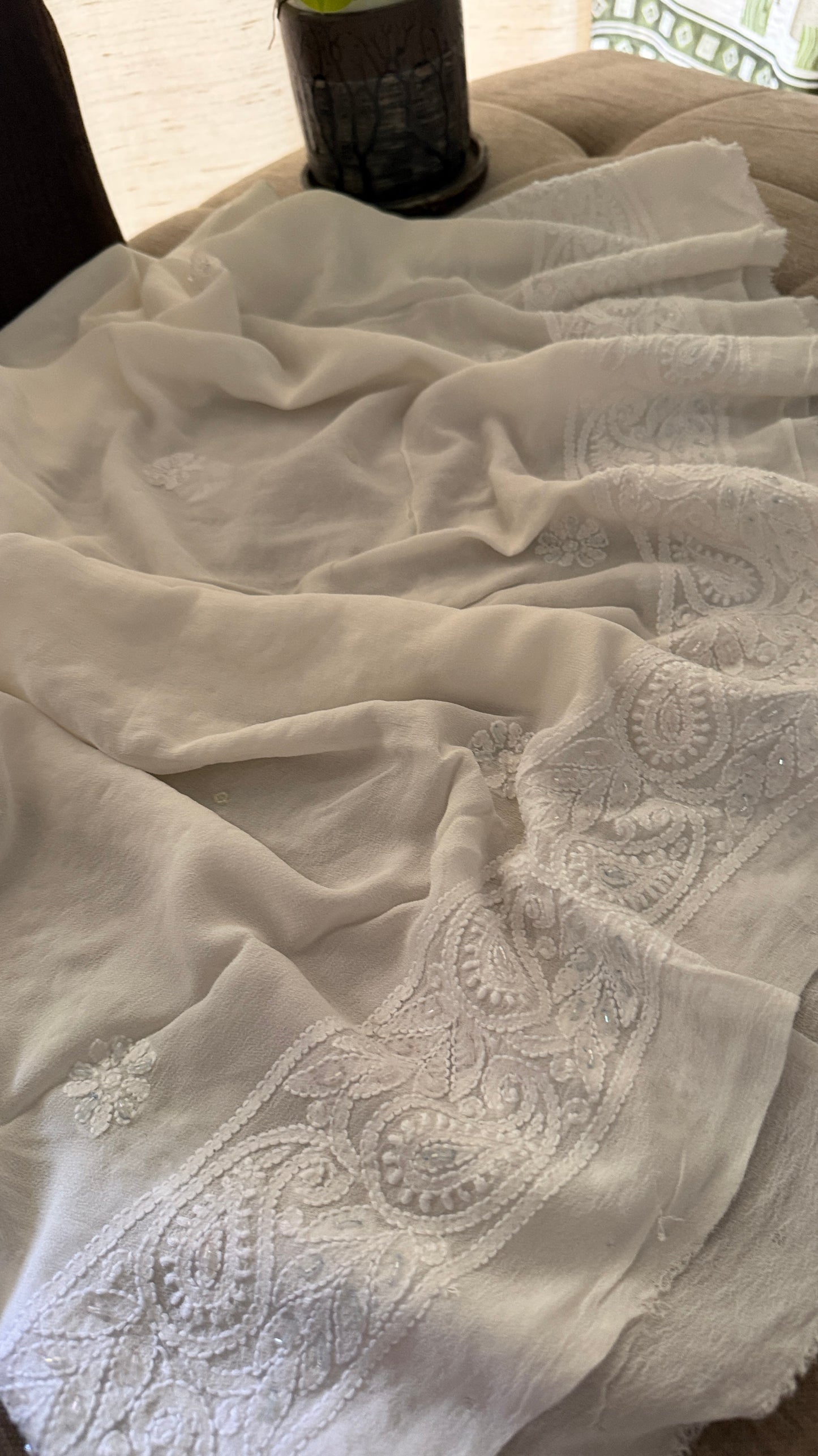 Designer Cut Dana Work Lucknowi Chikankari Suit