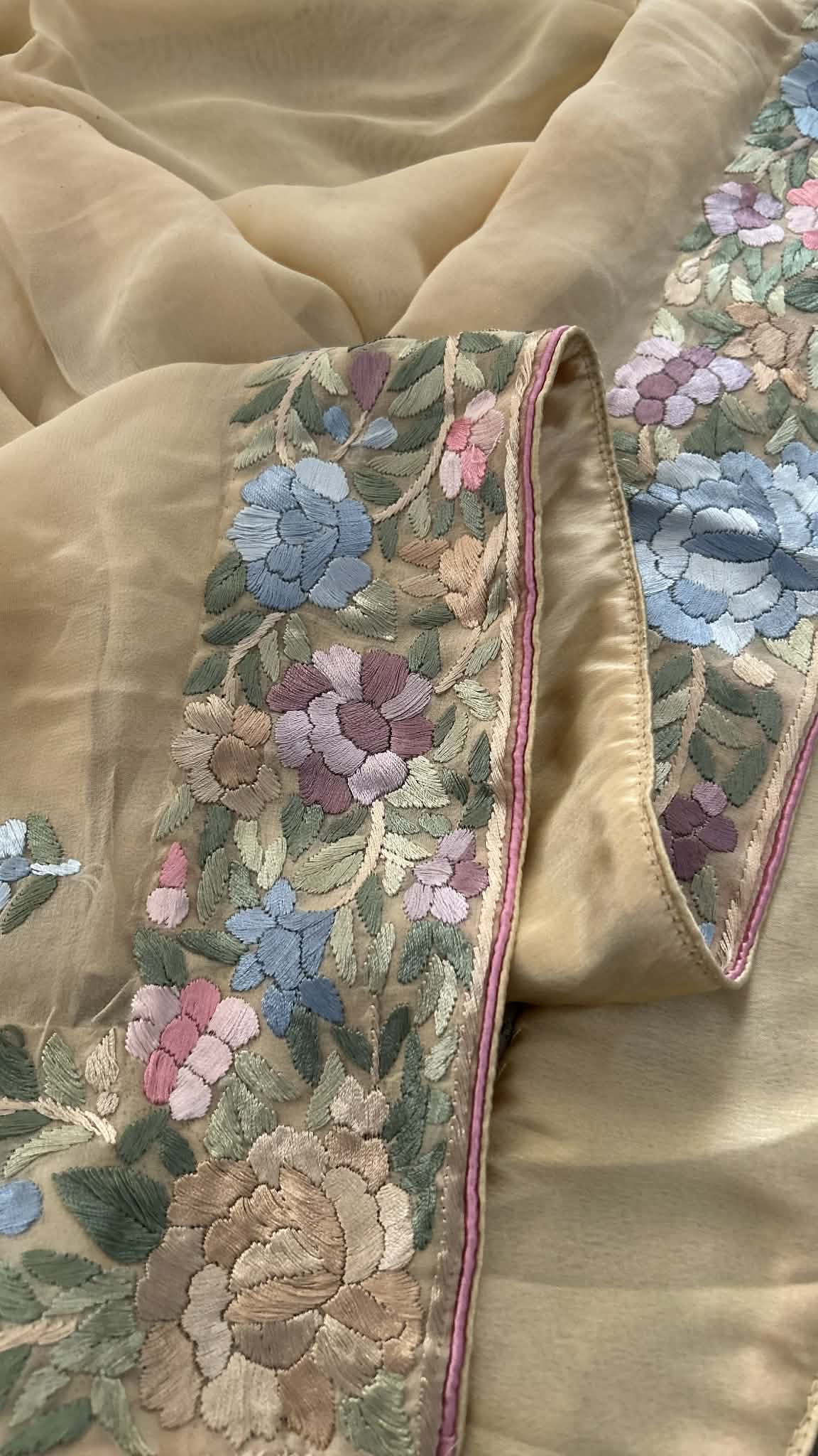 Designer Beige Parsi Gara Dupatta