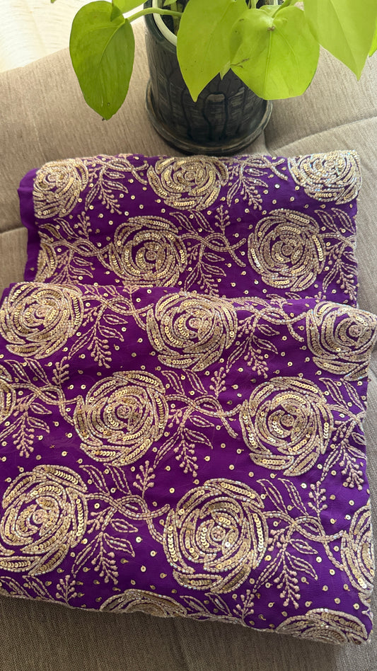 Party Wear Purple Embellished Chikankari Suit