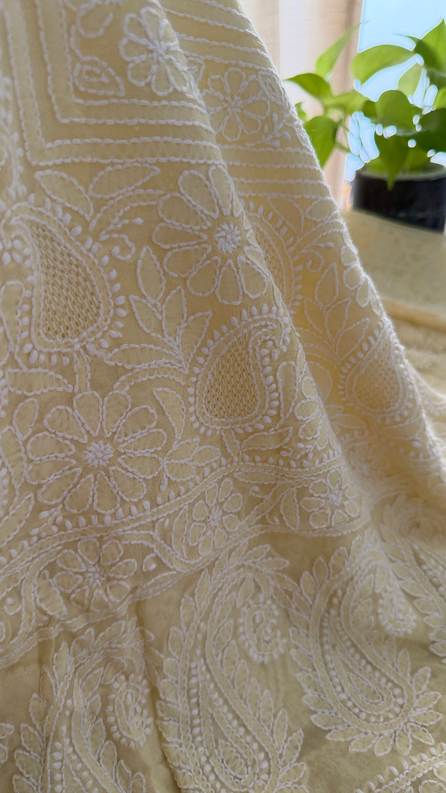 Beige Hand Jaali Chikankari Dupatta