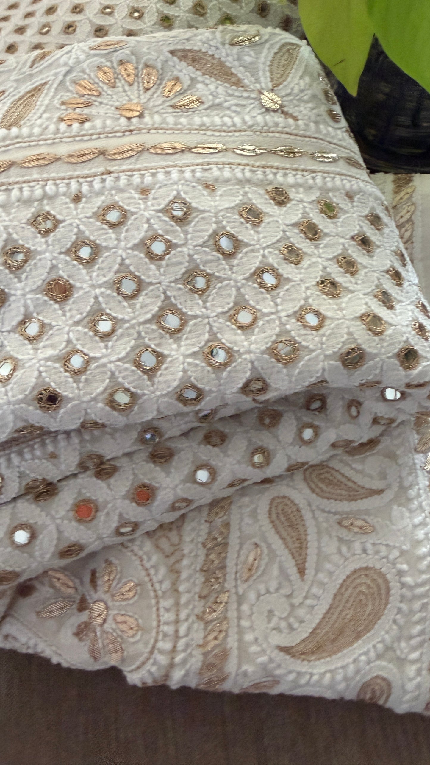 Ivory Mirror Gota Patti Chikankari Lehenga Set