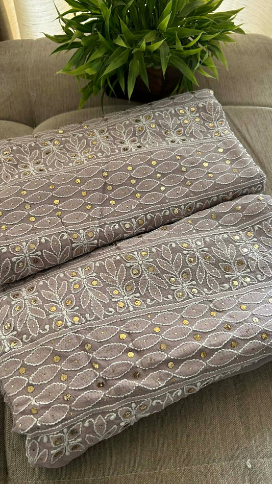 Grey Mukaish Lucknowi Chikankari Suit