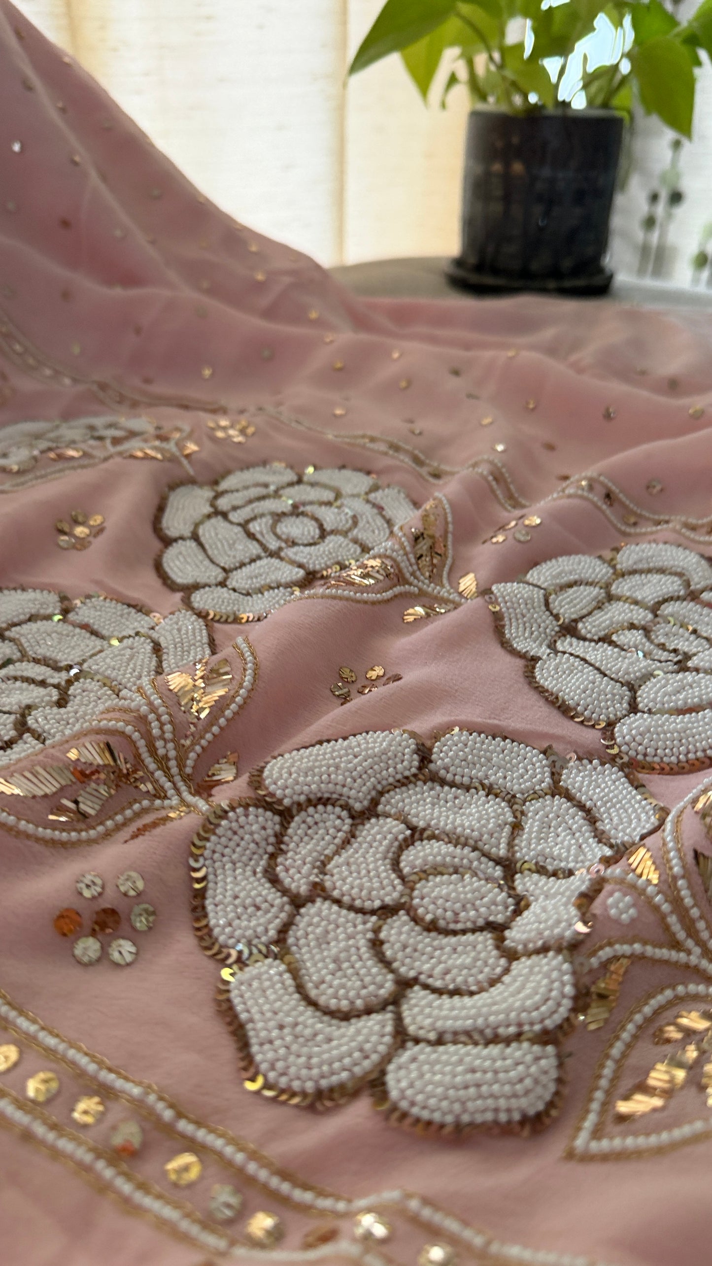 Masterpiece Pastel Pink Pearl Mukaish Suit