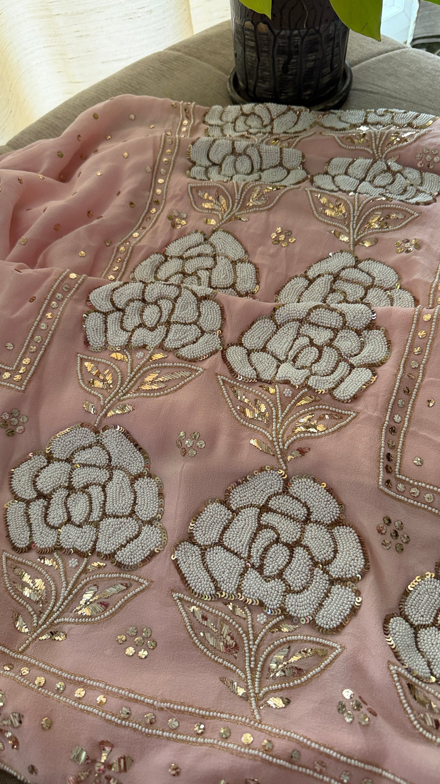 Masterpiece Pastel Pink Pearl Mukaish Suit