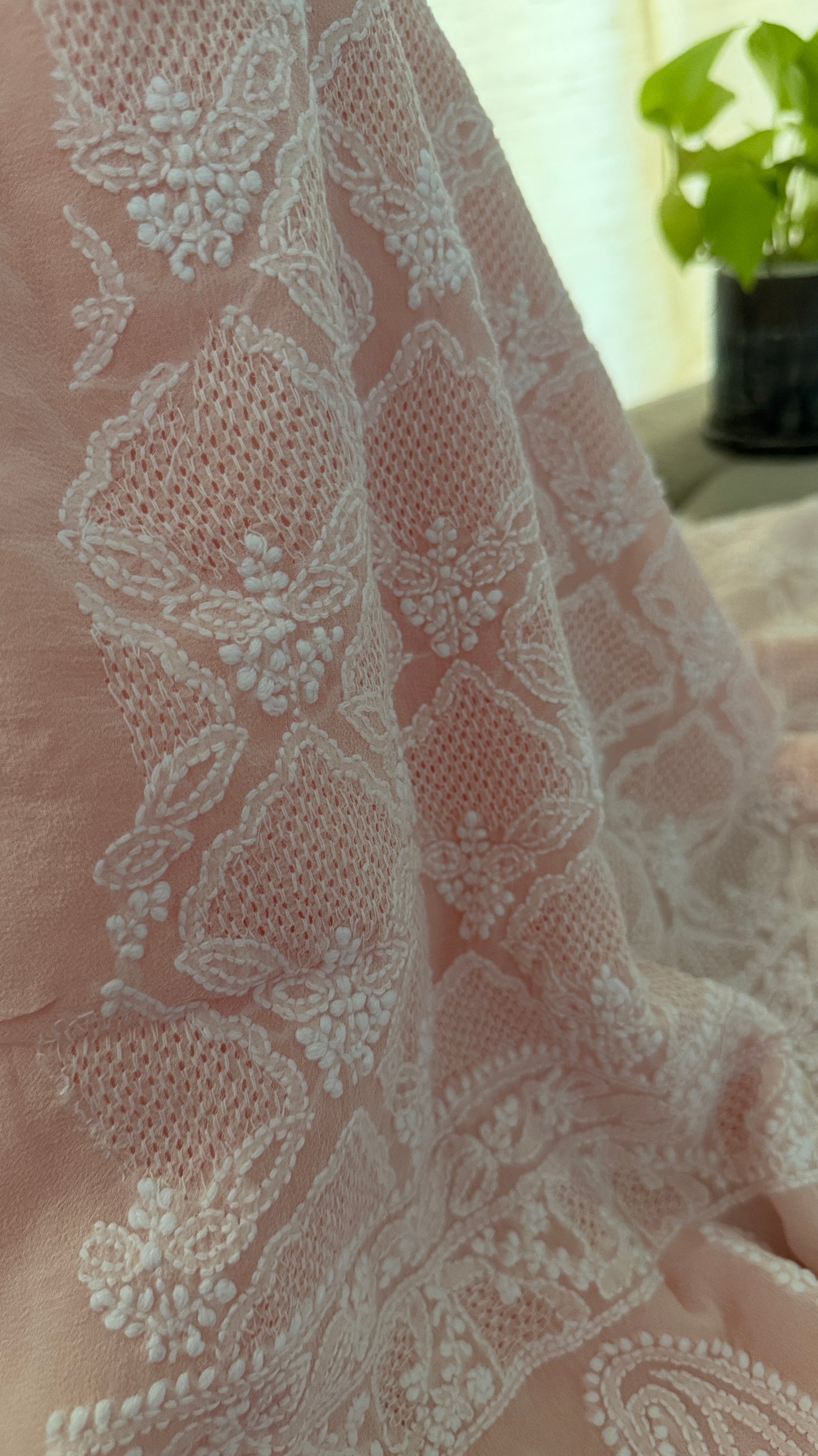 Pastel Pink Hand Jaali Chikankari Suit