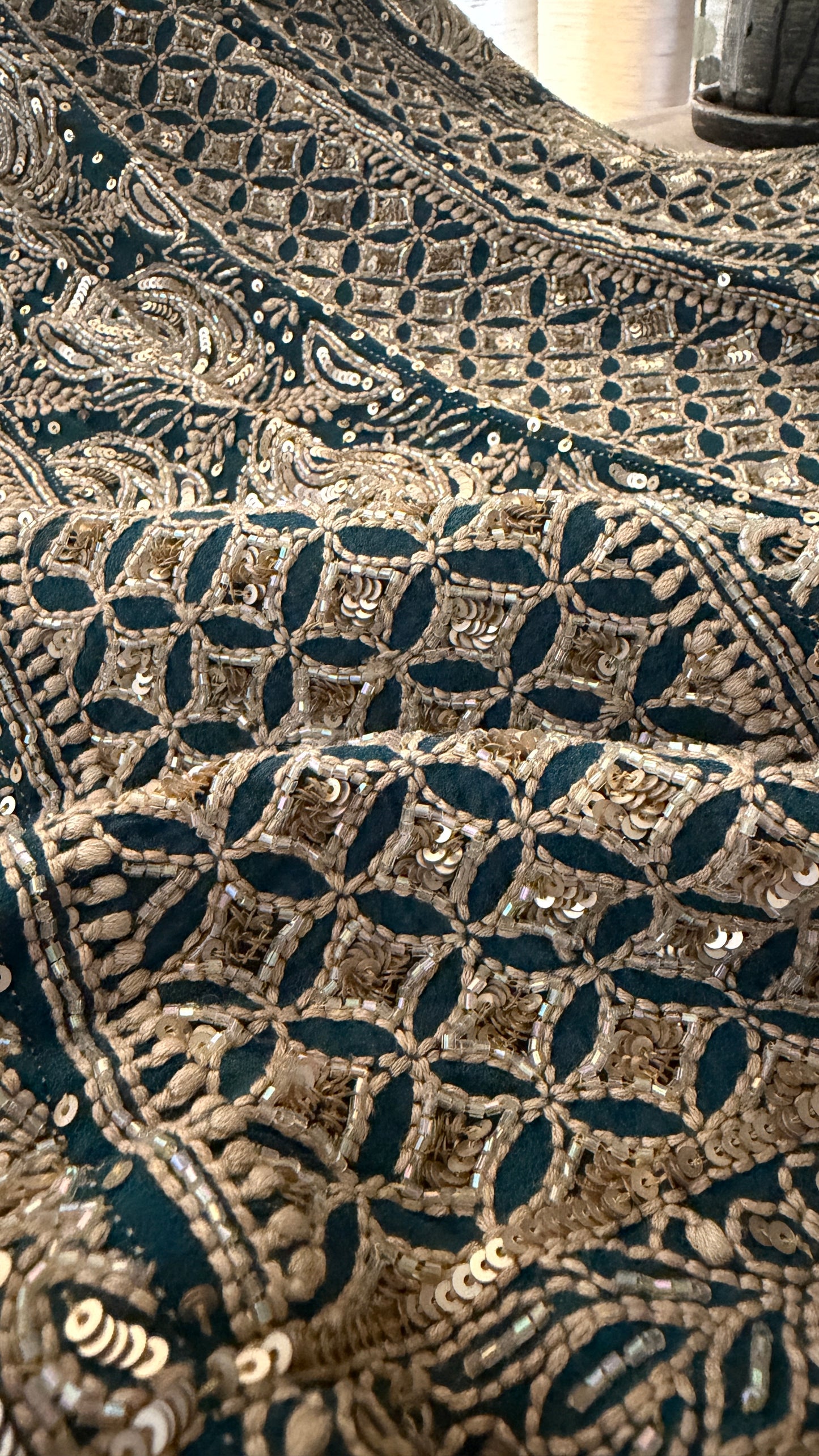 Dusty Emerald Green Cut Dana Chikankari Anarkali Suit