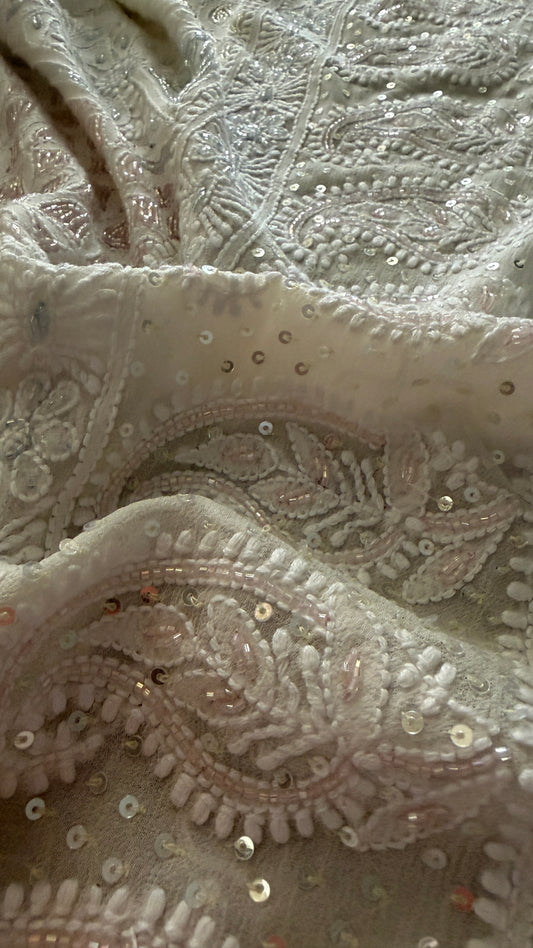 Designer Cut Dana Work Lucknowi Chikankari Suit