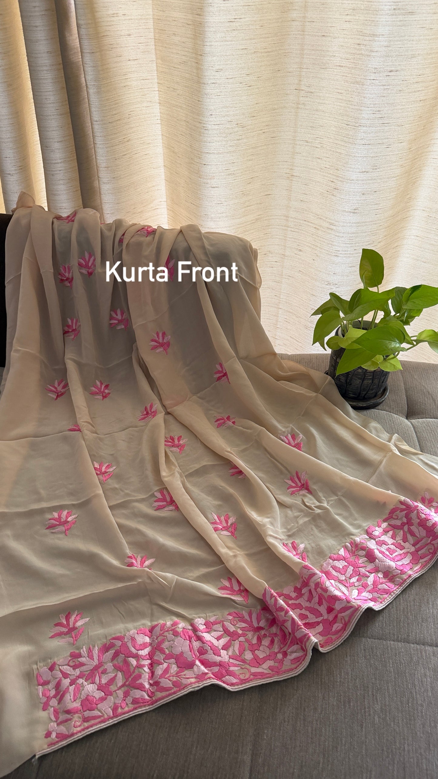 Designer Beige Parsi Gara Suit (Three Piece)