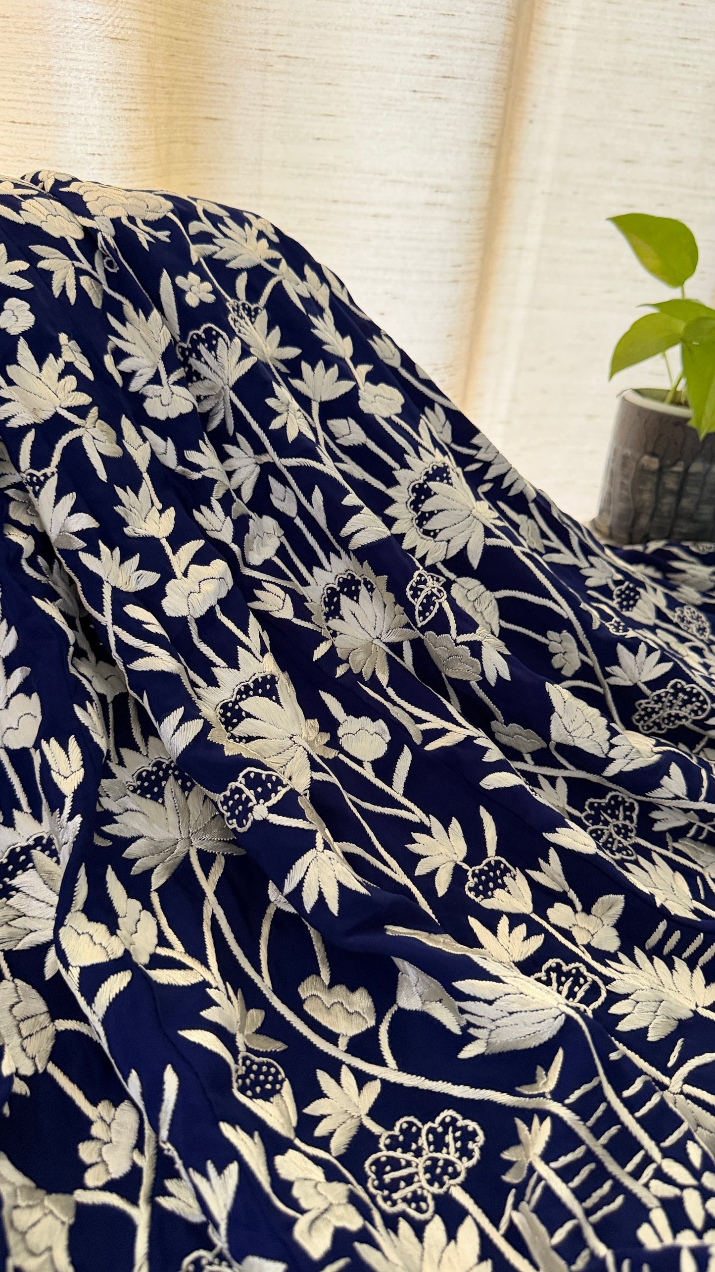 Masterpiece Navy Ivory Parsi Gara Lehenga Set