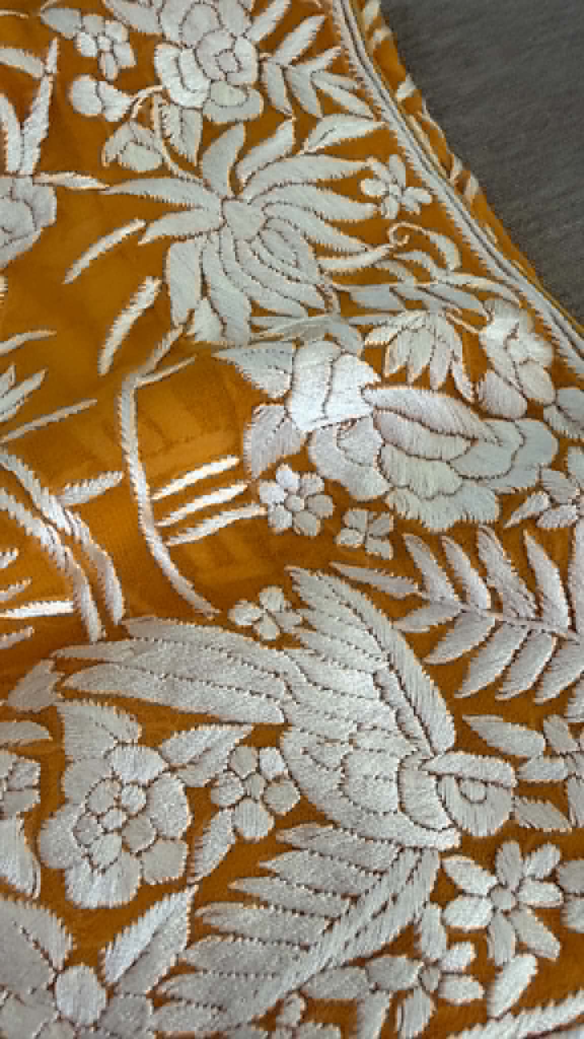 Elegant Mustard Yellow Parsi Gara Dupatta