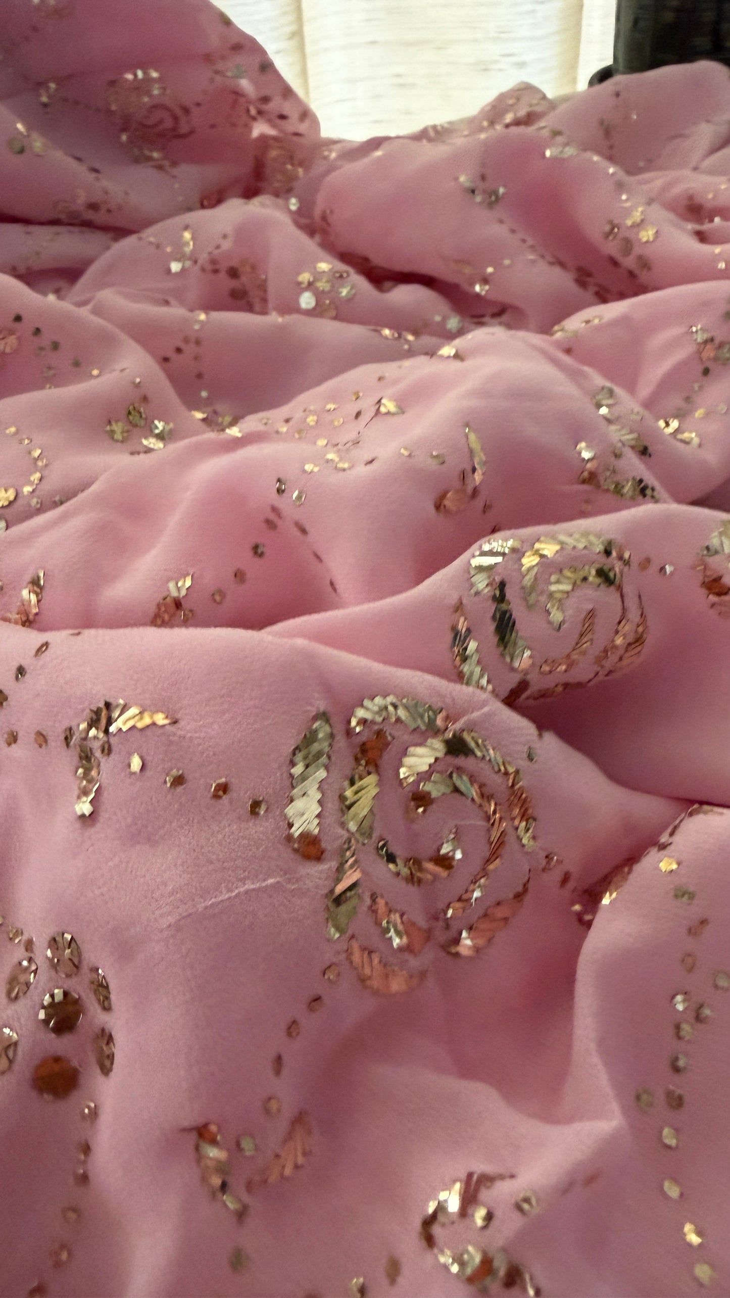 Designer Pink Kamdani Saree