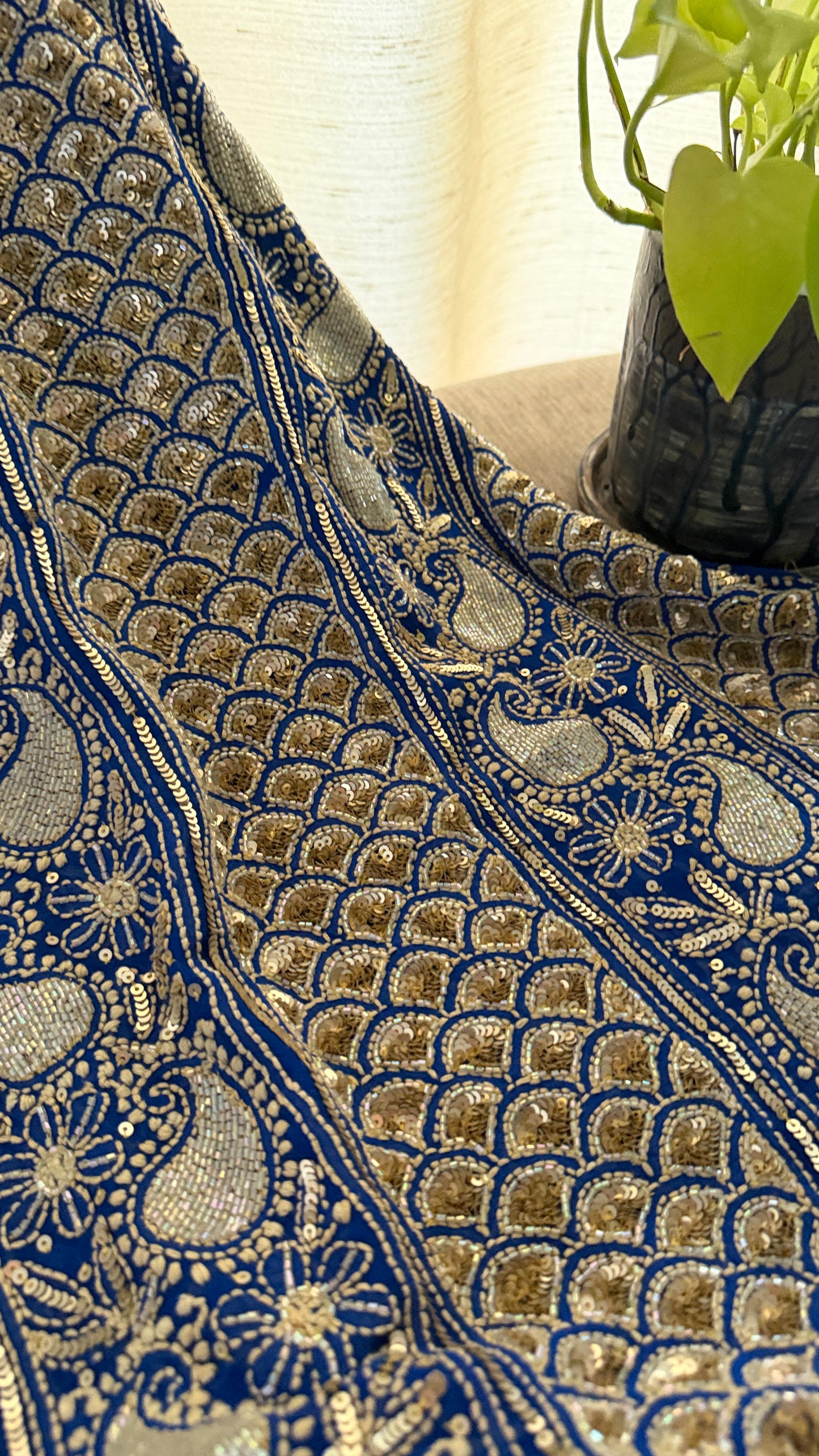 Masterpiece Royal Blue Gold Cut Dana Chikankari Suit (Kurta & Dupatta)