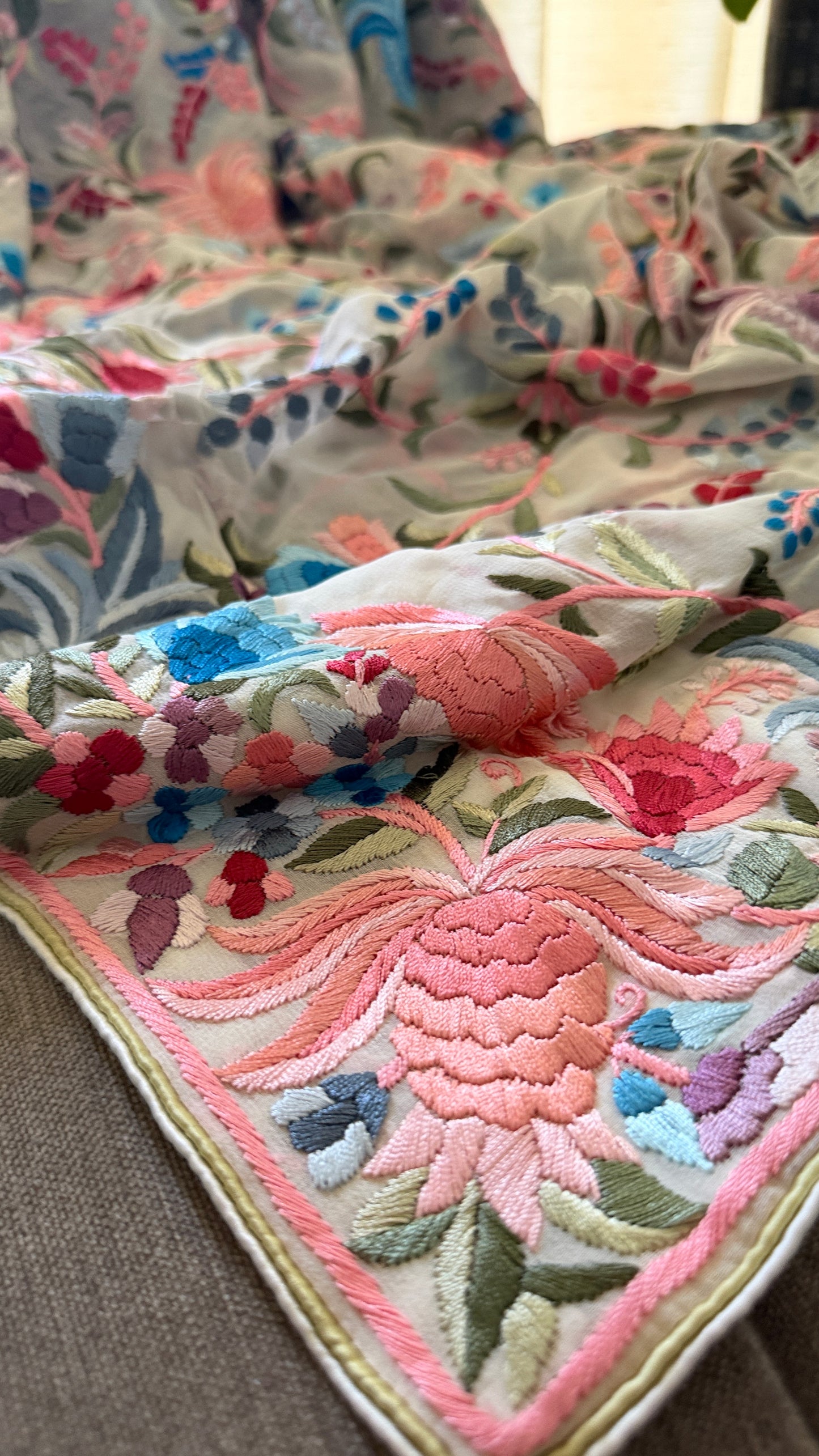 Heritage Ivory Multicolour Parsi Gara Dupatta