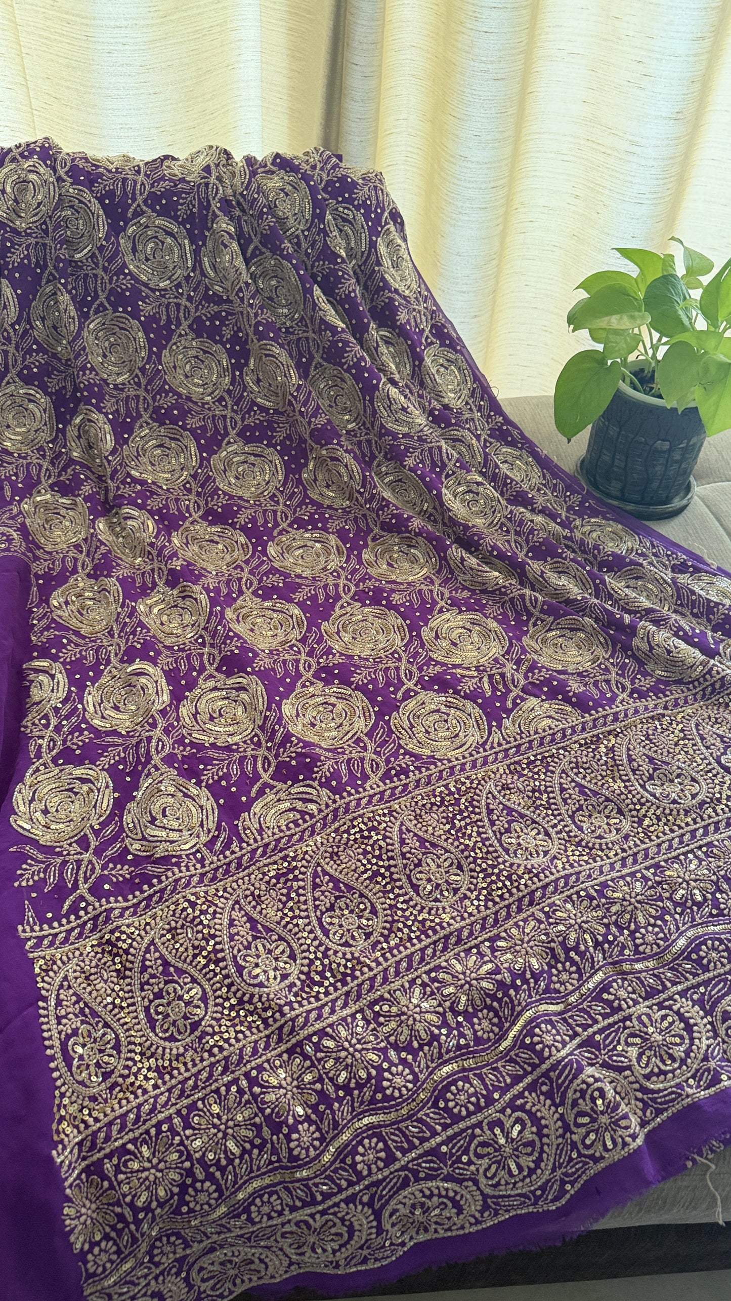 Party Wear Purple Embellished Chikankari Suit for Women