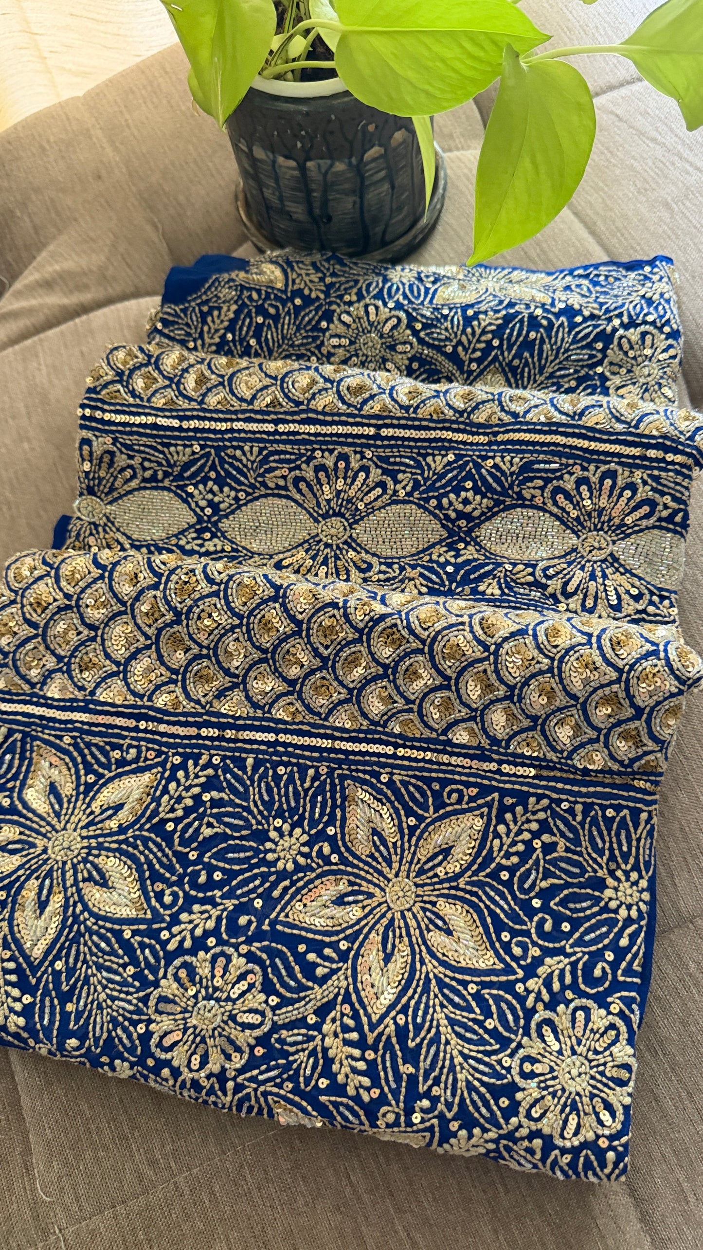 Royal Blue Embellished Chikankari Suit for Women