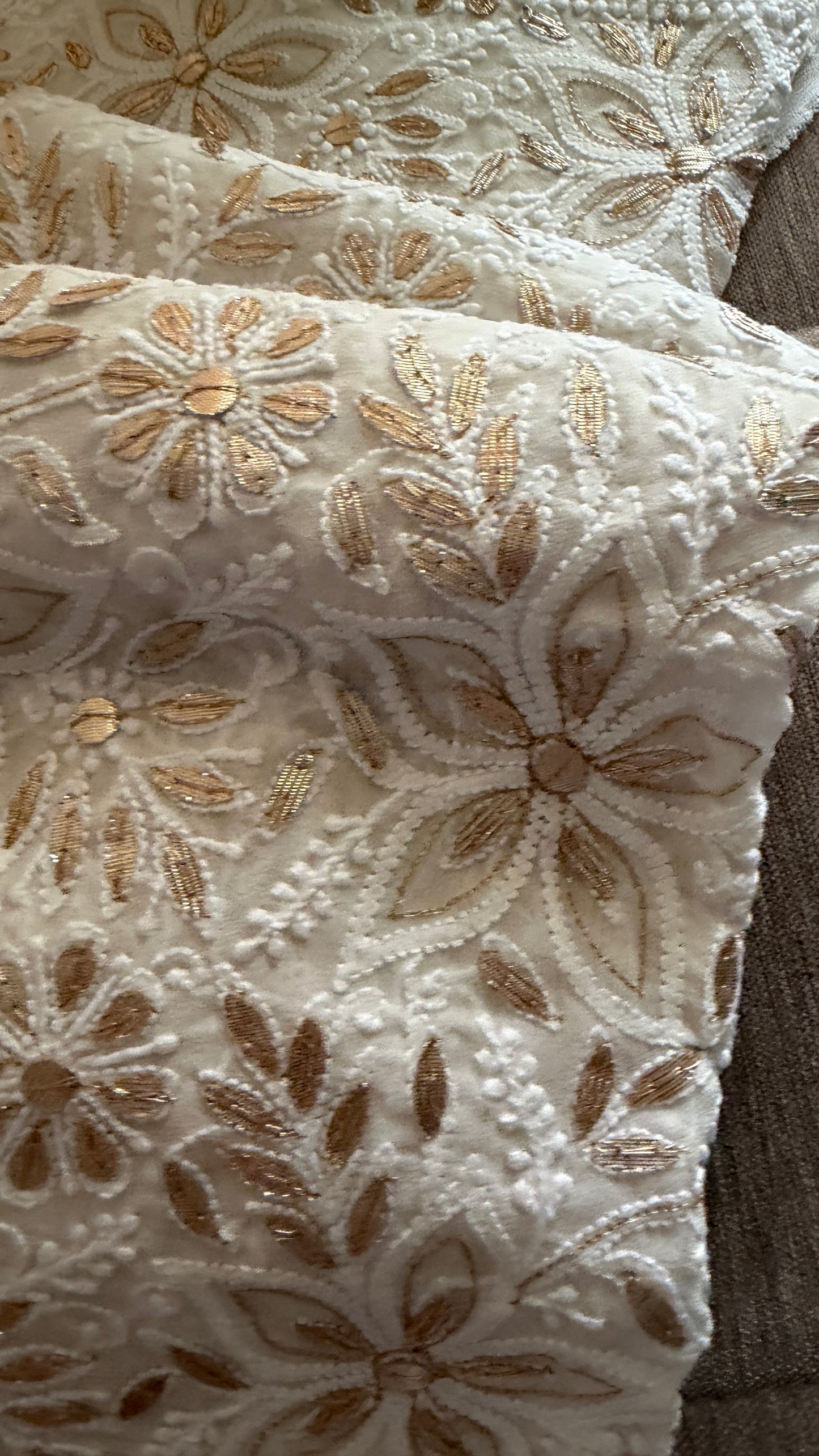Ivory White Gota Patti Chikankari Dupatta