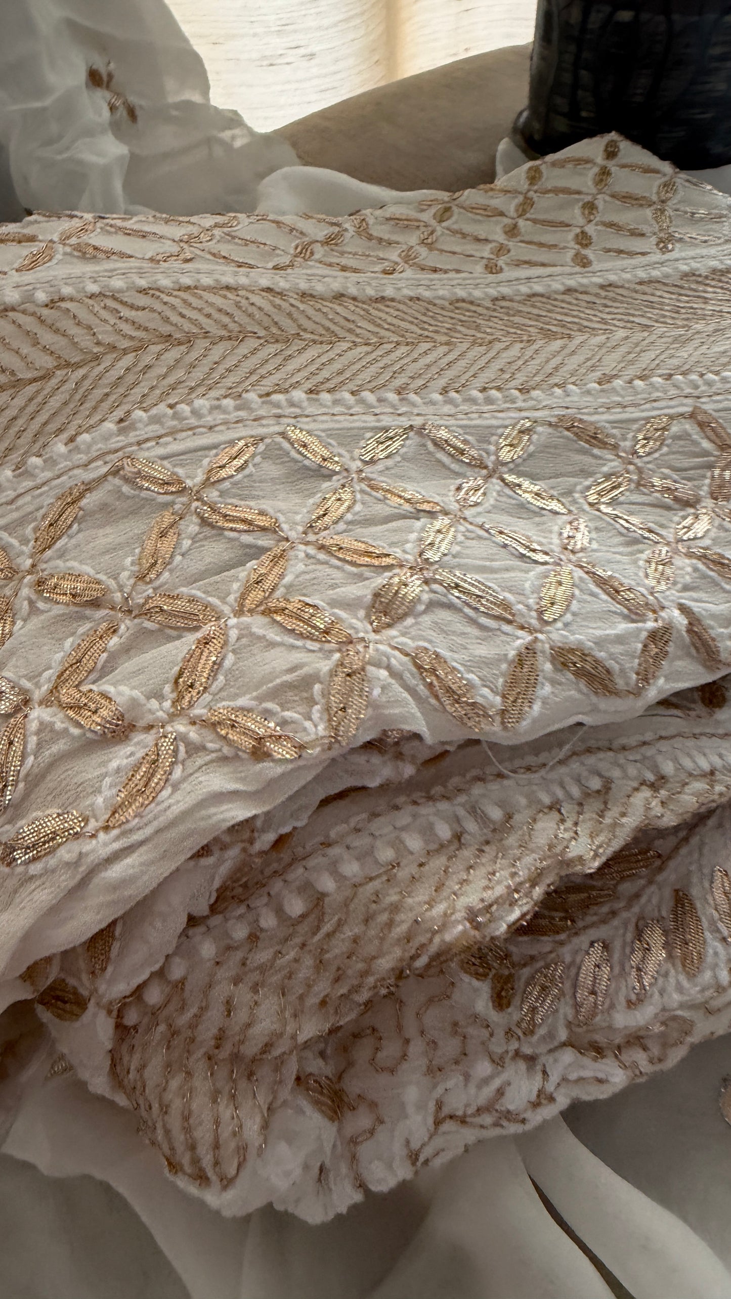 White Gota Patti Chikankari Anarkali Suit