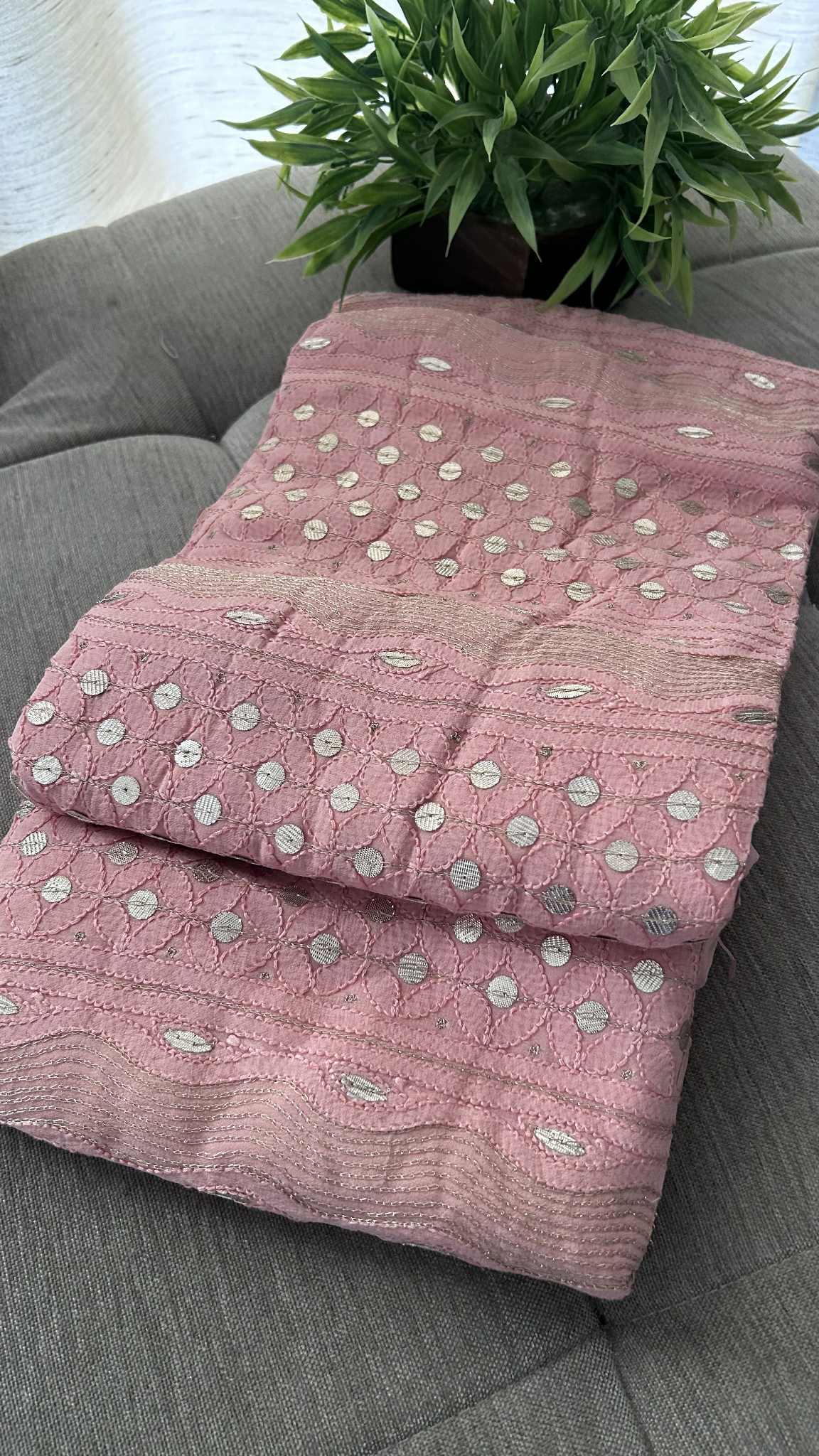 Dusty Peach Gota Patti Unstitched Chikankari Suit (Kurta & Dupatta)