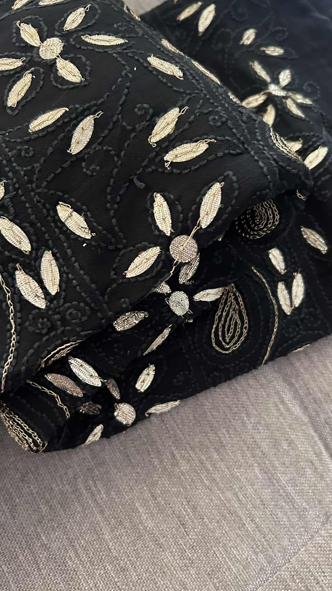 Black Gota Patti Unstitched Chikankari Suit (Kurta & Dupatta)