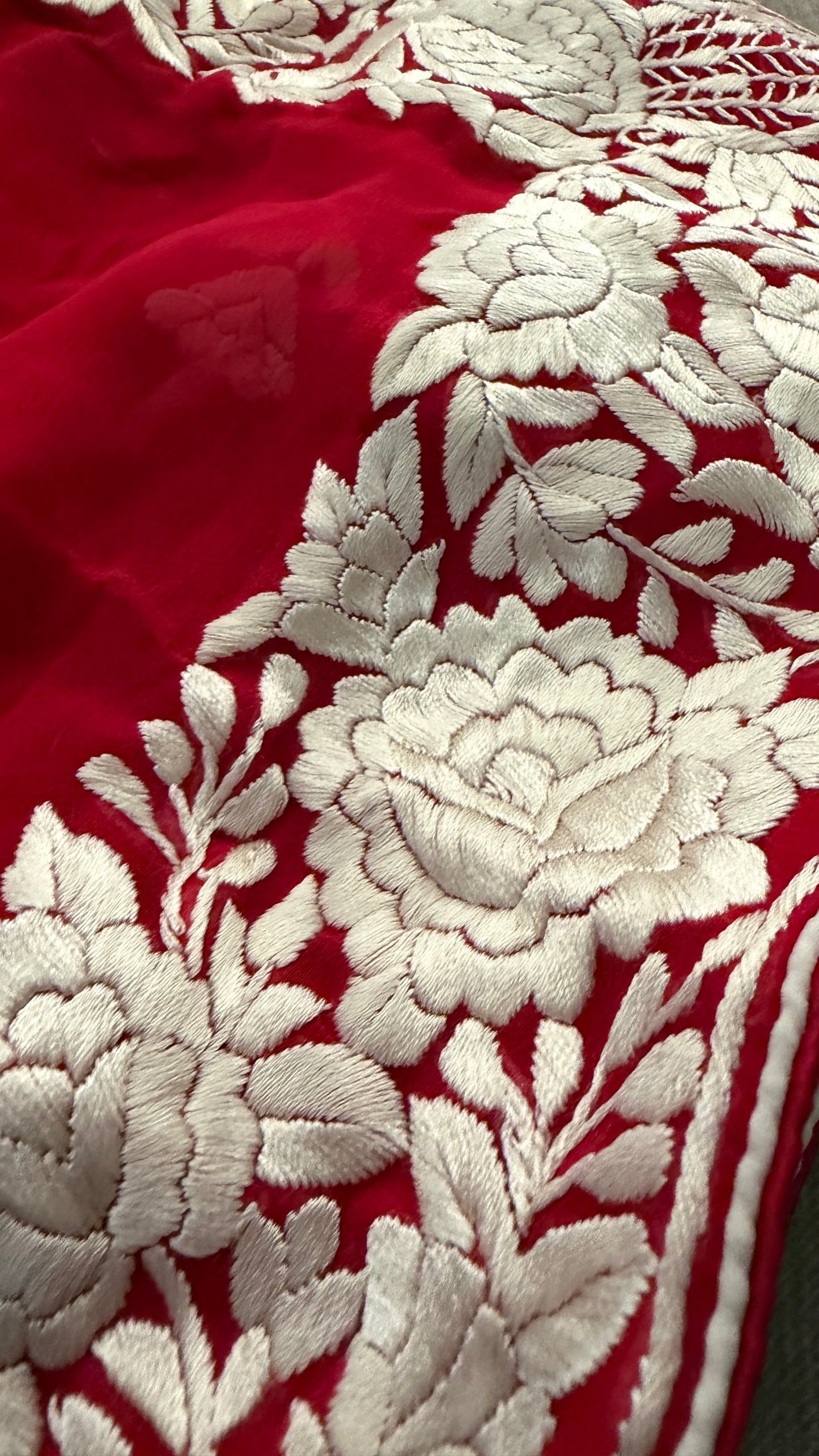 Bridal Red Parsi Gara Dupatta