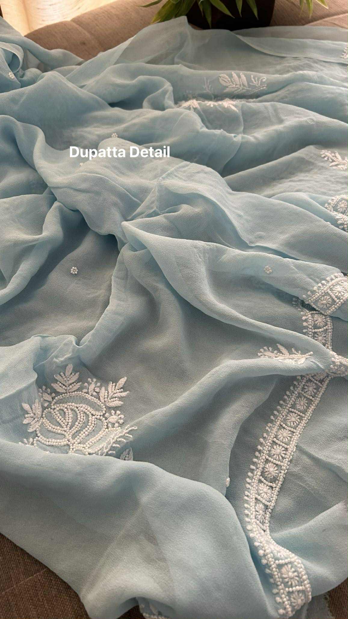Sky Blue Pearl Lucknowi Chikankari Suit