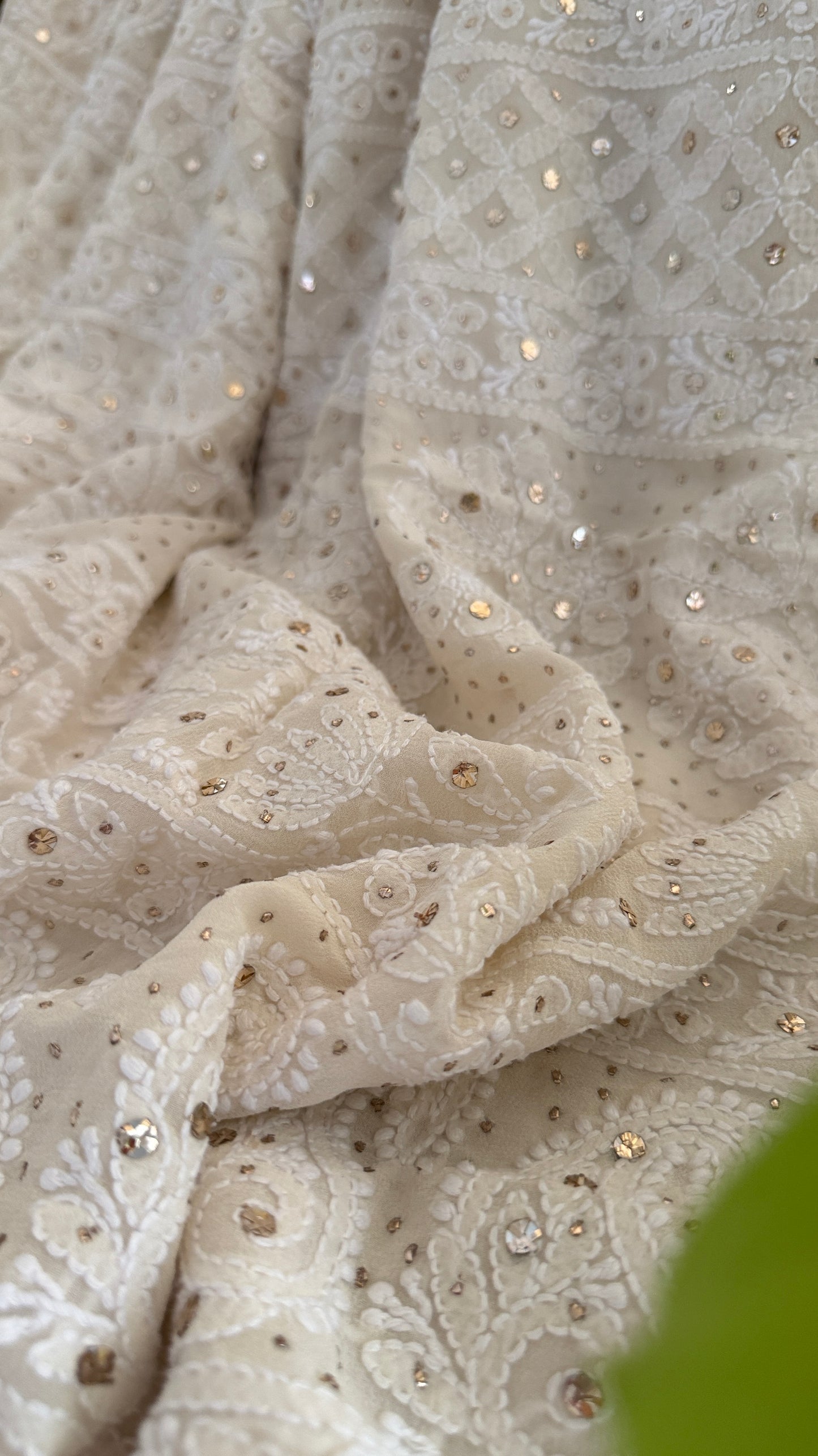 Pure Georgette Mukaish Chikankari Saree