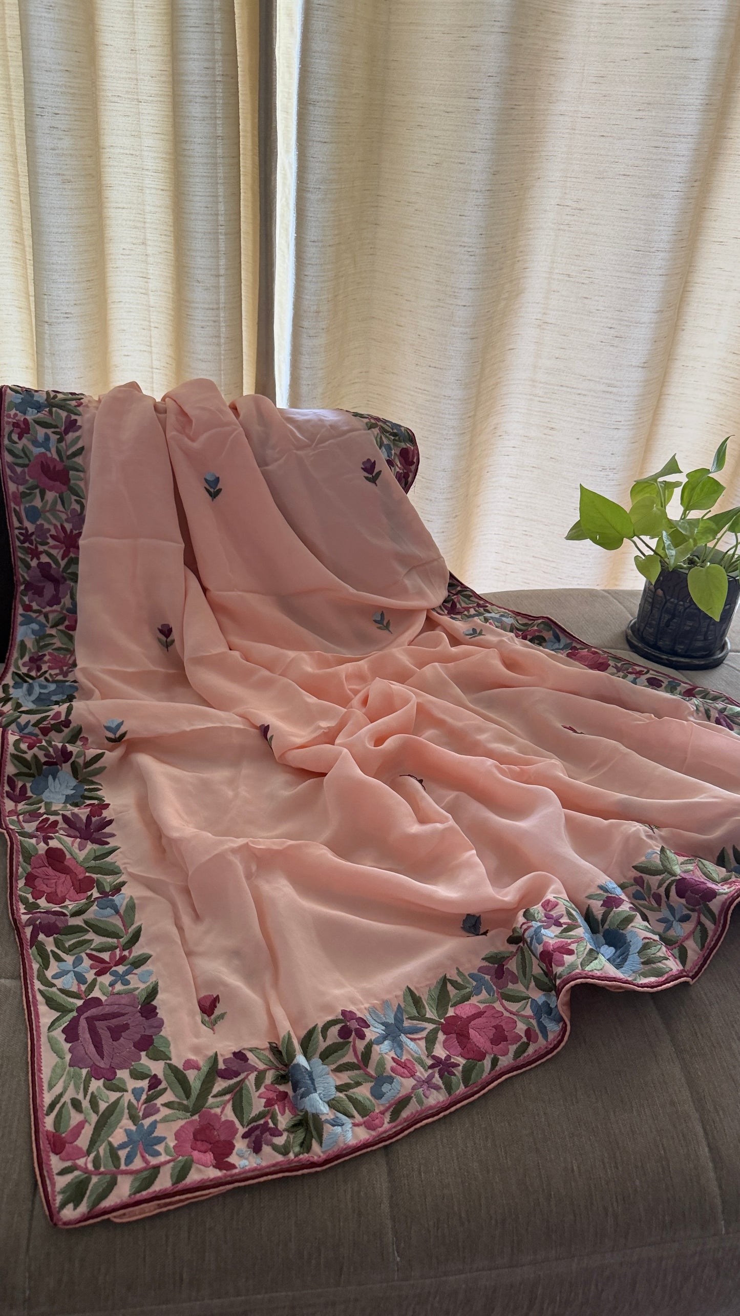 Designer Crepe Silk Parsi Gara Dupatta