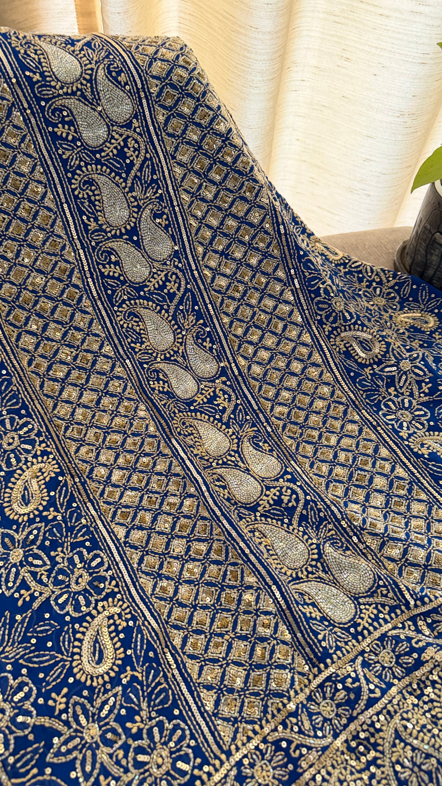 Masterpiece Royal Blue Gold Chikankari Suit for Women